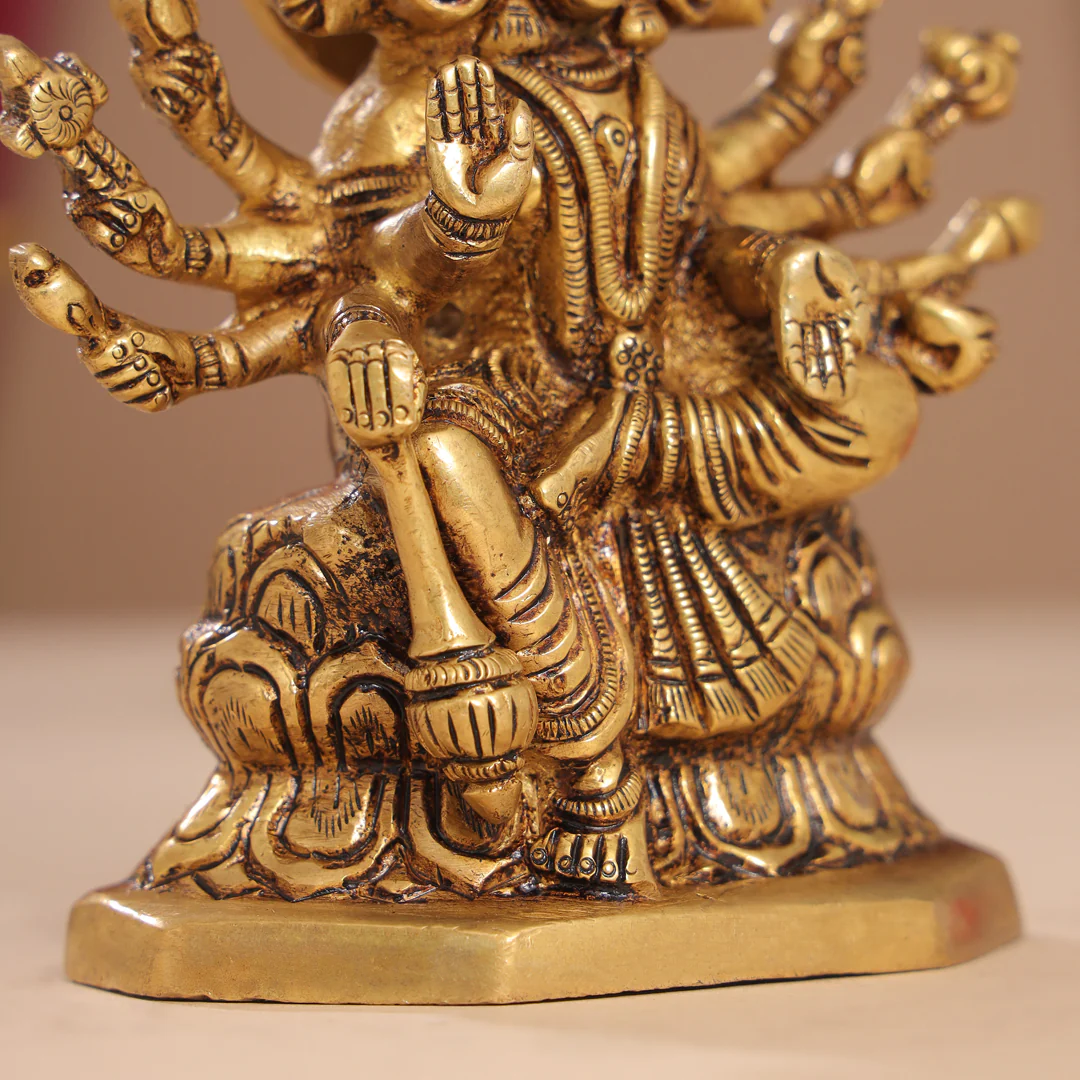 Brass Goddess Gayatri Devi Idol (8.2 Inch) - Image 7