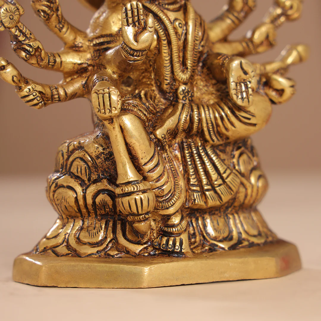 Brass Goddess Gayatri Devi Idol (8.2 Inch) - Image 8