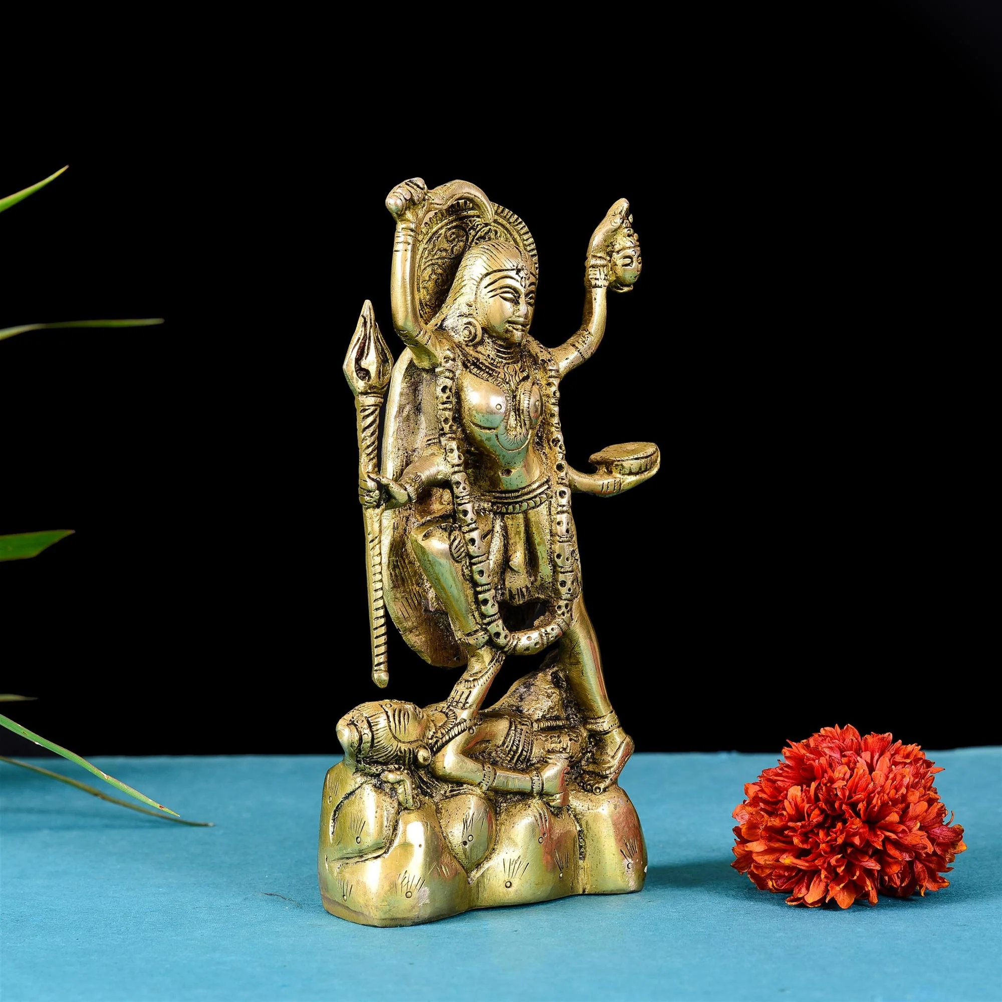 Brass Goddess Standing Kali Idol (8.2 Inch) - Image 2