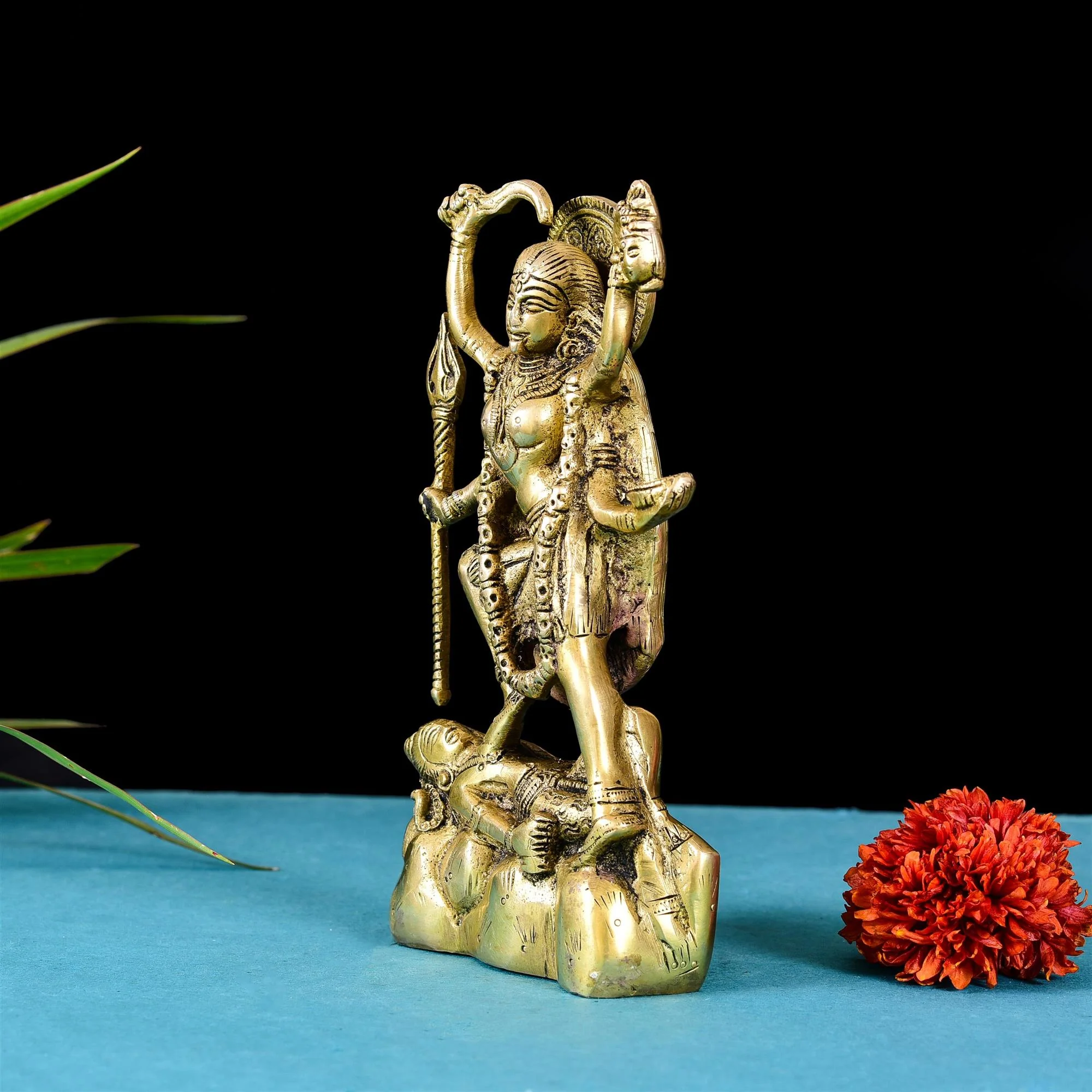 Brass Goddess Standing Kali Idol (8.2 Inch) - Image 3
