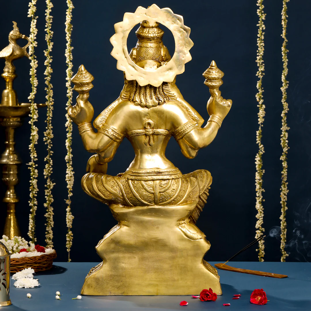 Brass Sitting Goddess Lakshmi Idol (30 Inch) - Image 4