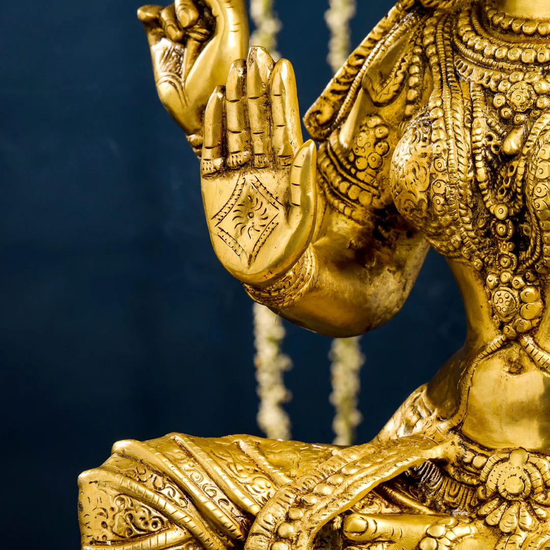 Brass Sitting Goddess Lakshmi Idol (30 Inch) - Image 8