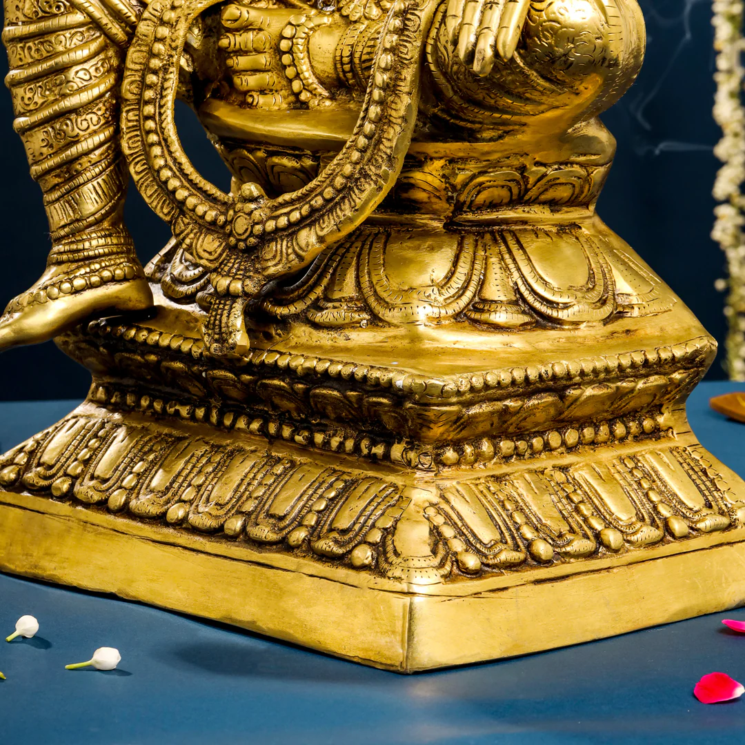 Brass Sitting Goddess Lakshmi Idol (30 Inch) - Image 9