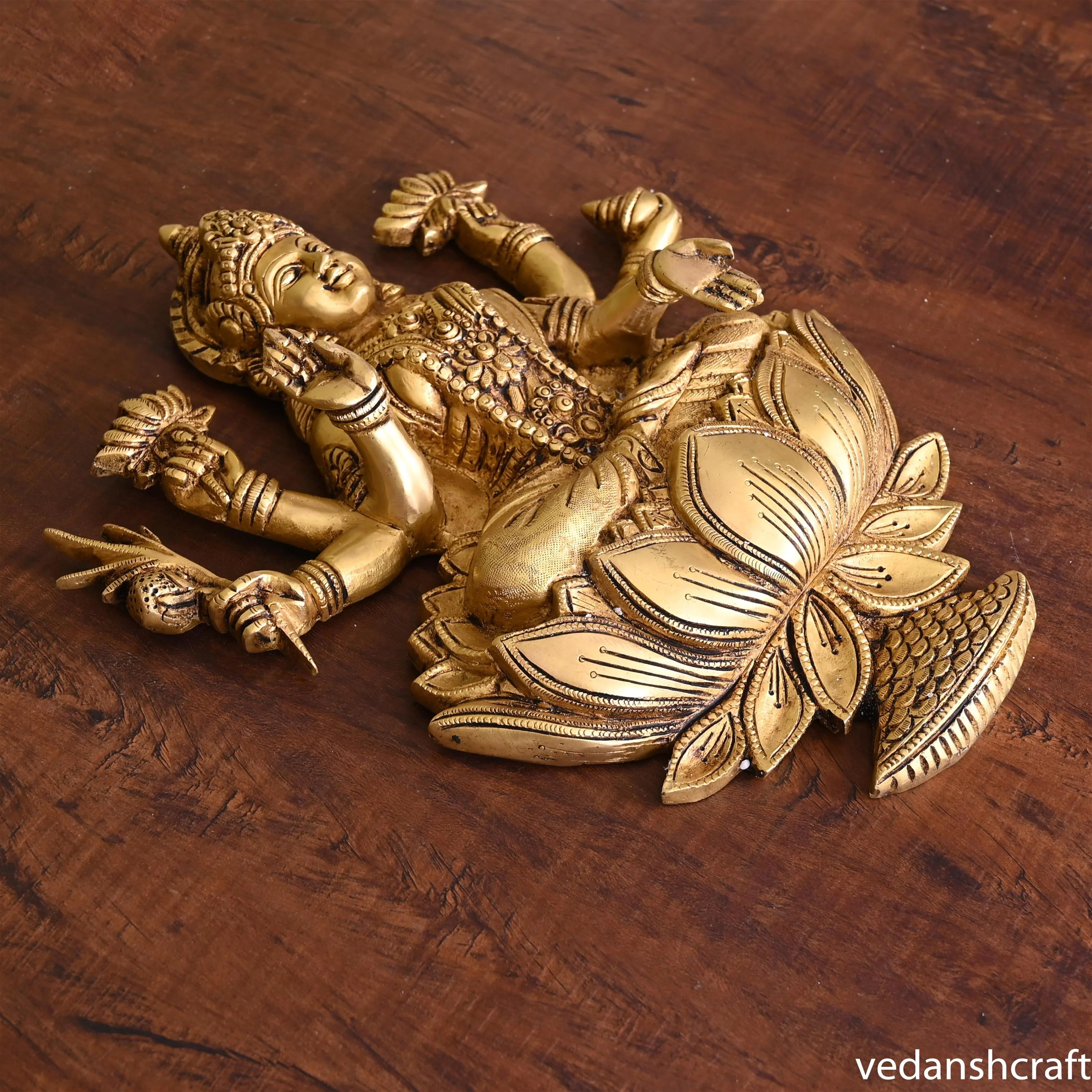 Brass Goddess Lakshmi Wall Hanging (13 Inch) - Image 2
