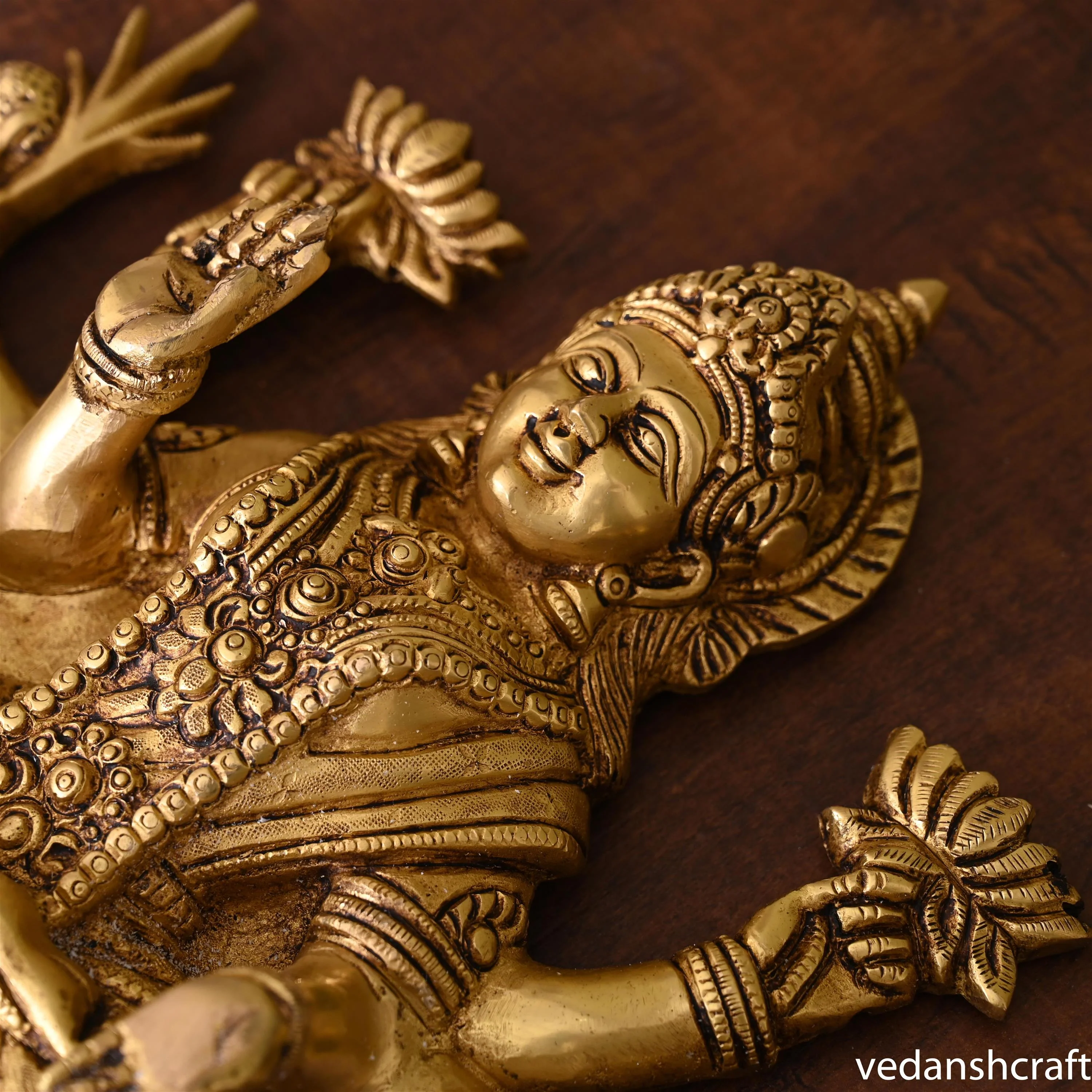 Brass Goddess Lakshmi Wall Hanging (13 Inch) - Image 3