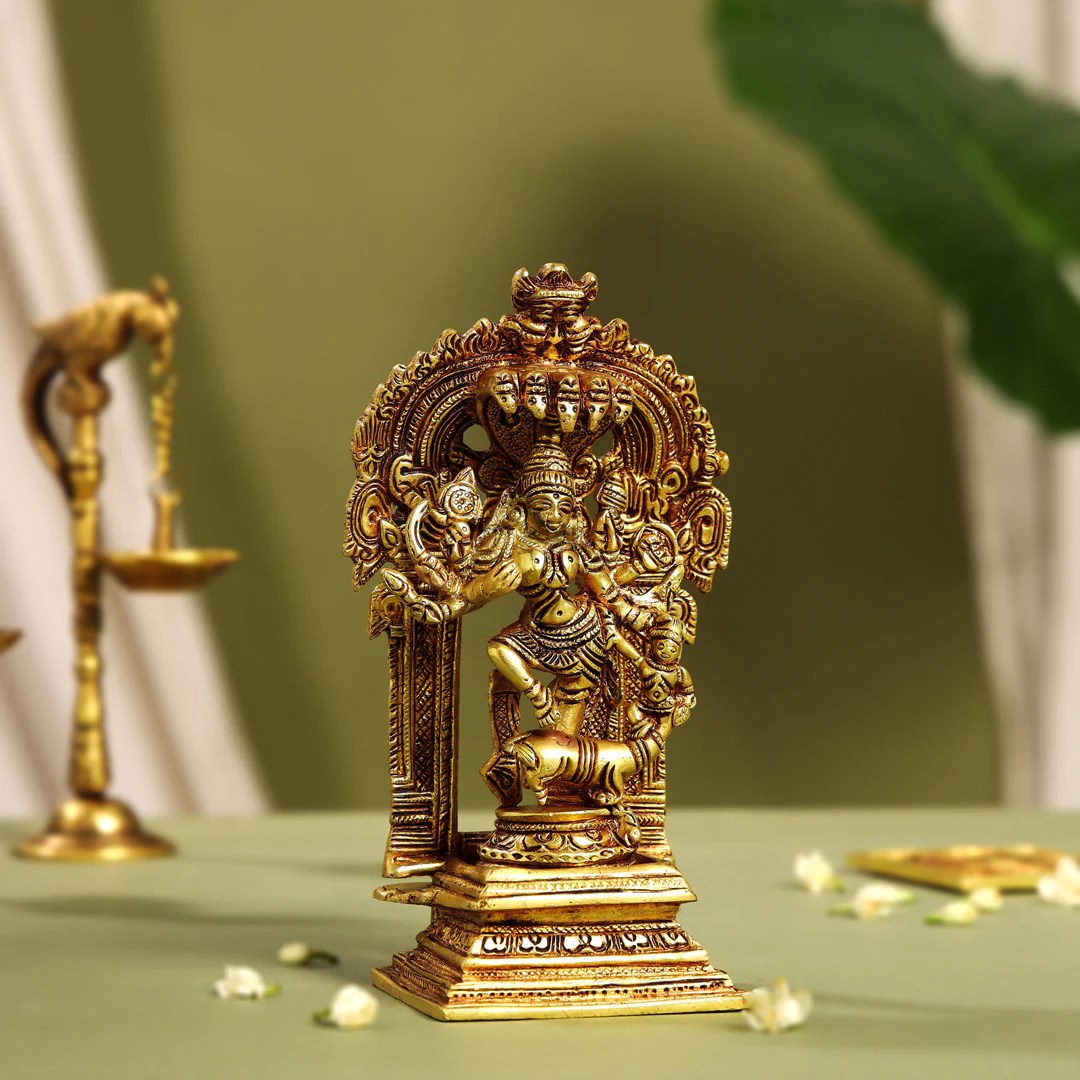 Brass Goddess Standing Mahishasura Mardini Idol (8 Inch) - Image 2
