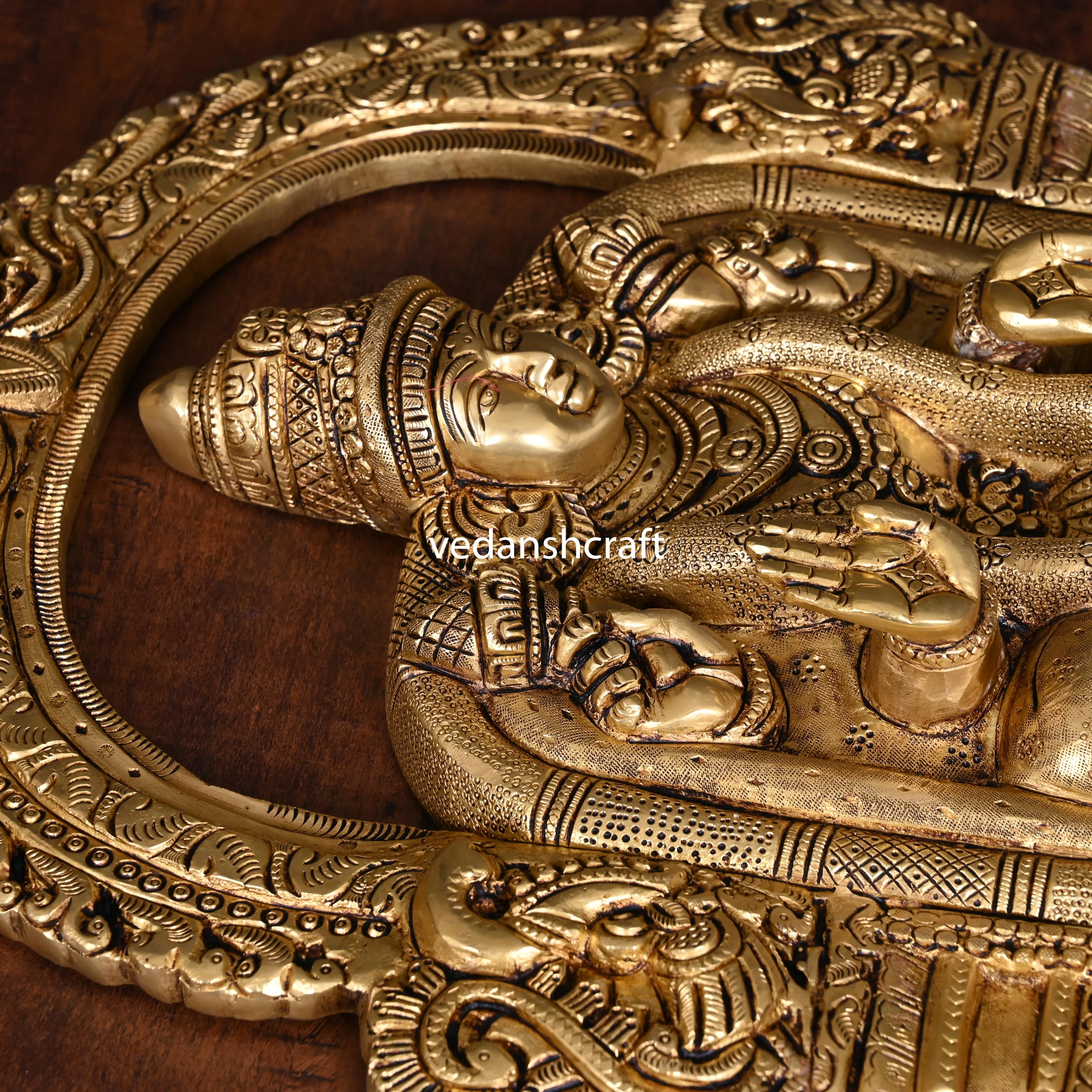 Brass Goddess Padmavati Wall Hanging In Frame (20 Inch) - Image 3