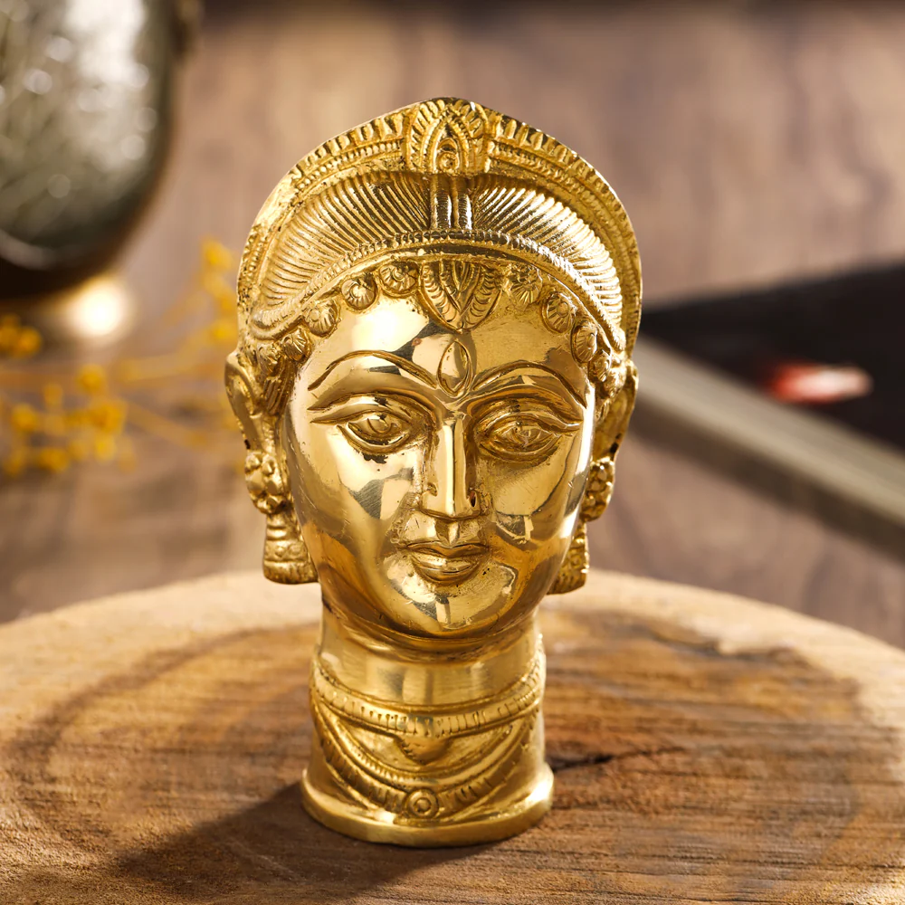 Brass Goddess Parvati Head Idol (5 Inch) - Image 2