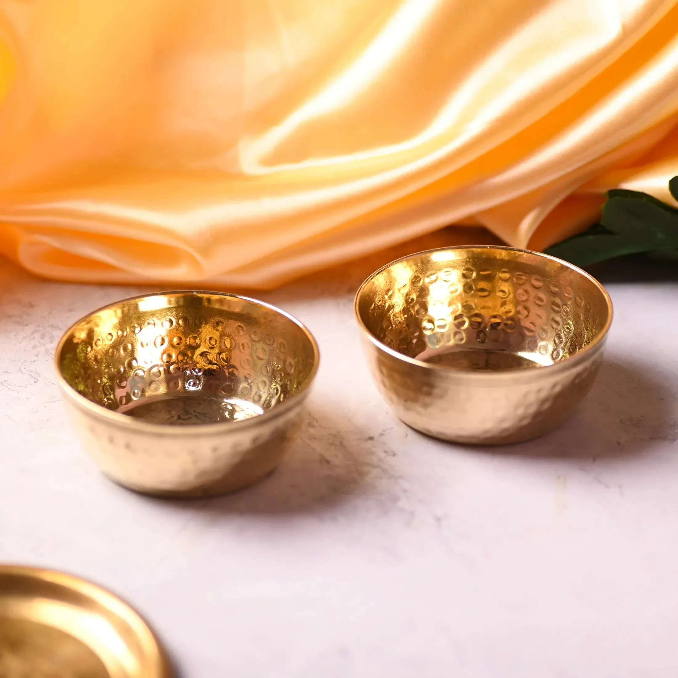 Brass Hammered Bowl Pair (1.5 Inch) - Image 3