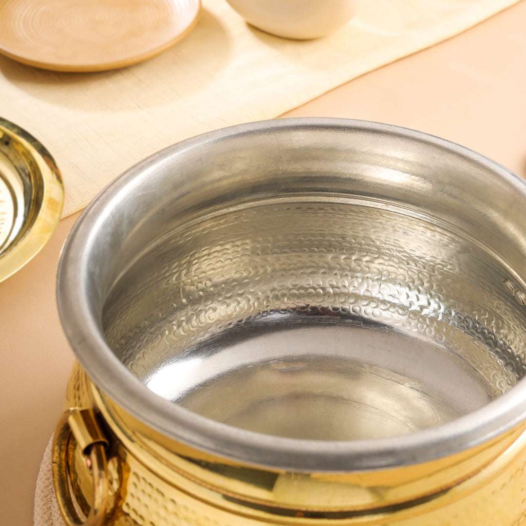 Brass Hammered Handi with Lid - Image 4