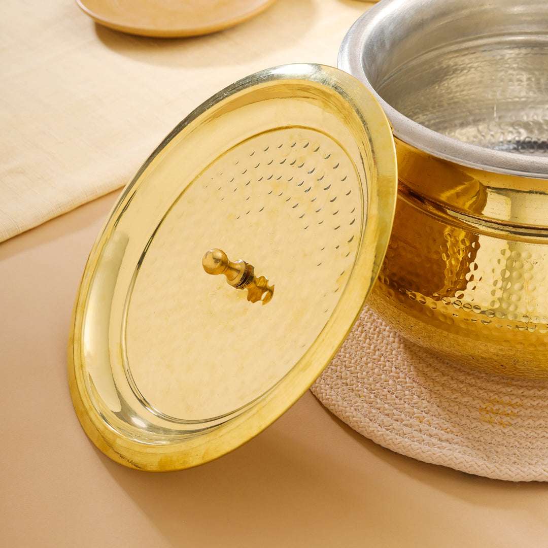 Brass Hammered Handi with Lid - Image 5