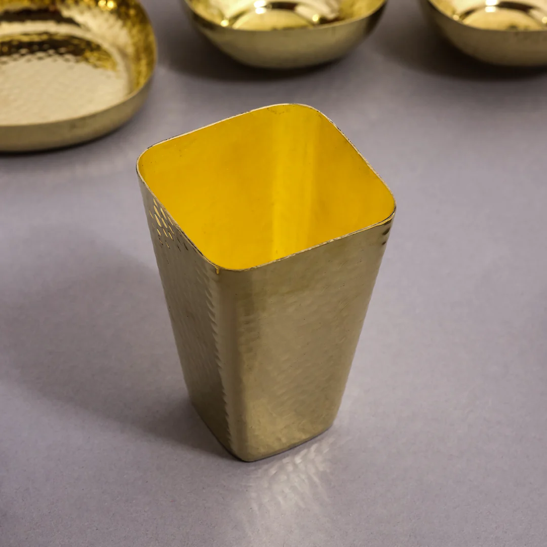 Brass Hammered Square Thali/Dinner Set (1.25 Kg) - Image 8