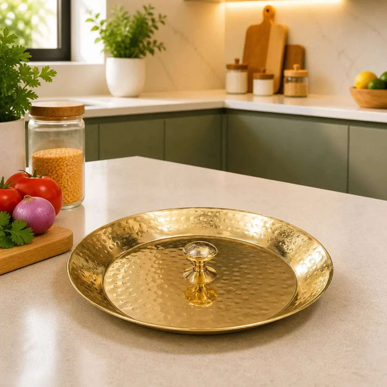 Brass Hammered Vintage Handi / Degchi with Lid - Image 6