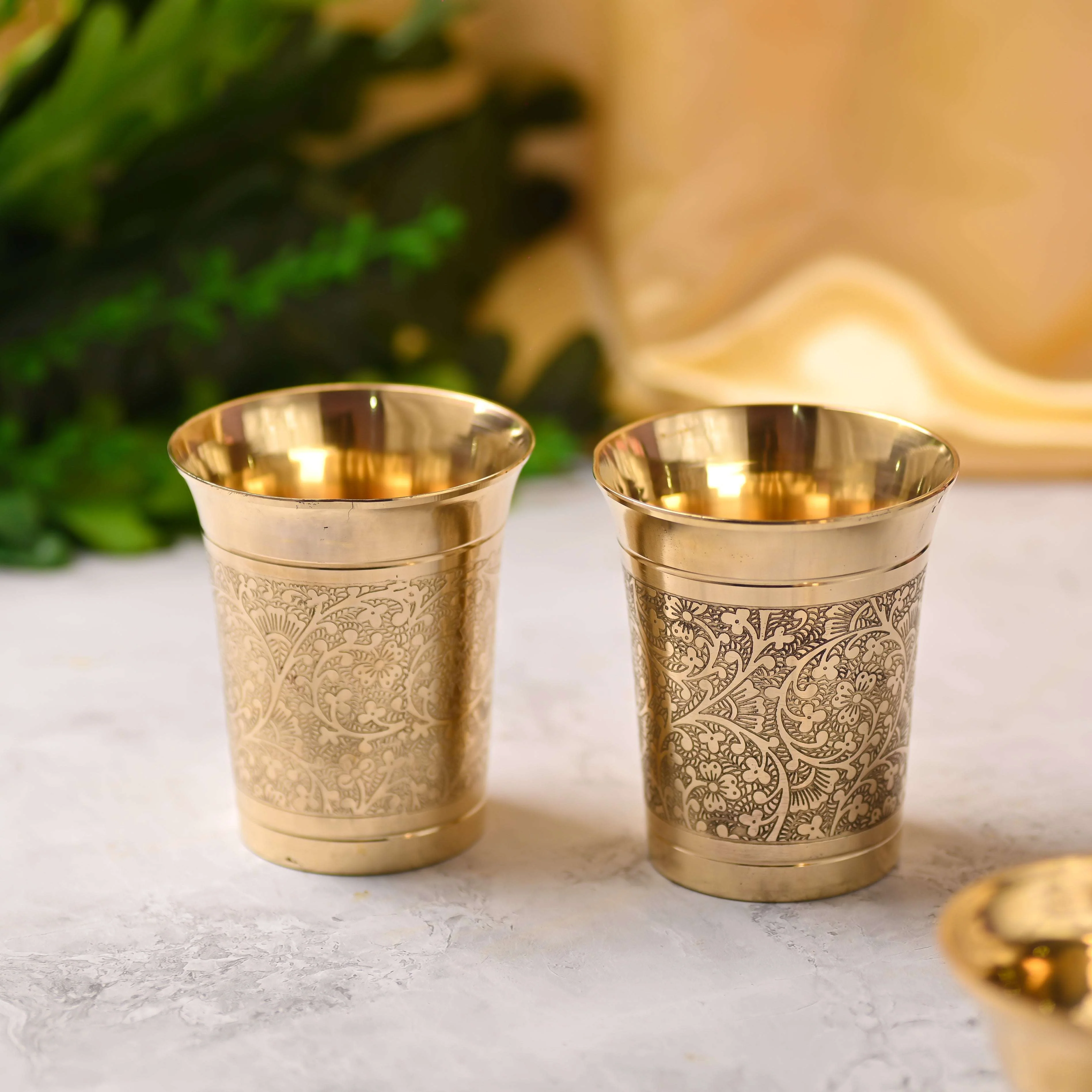 Brass Handcrafted Glass Pair (3.7 Inch)