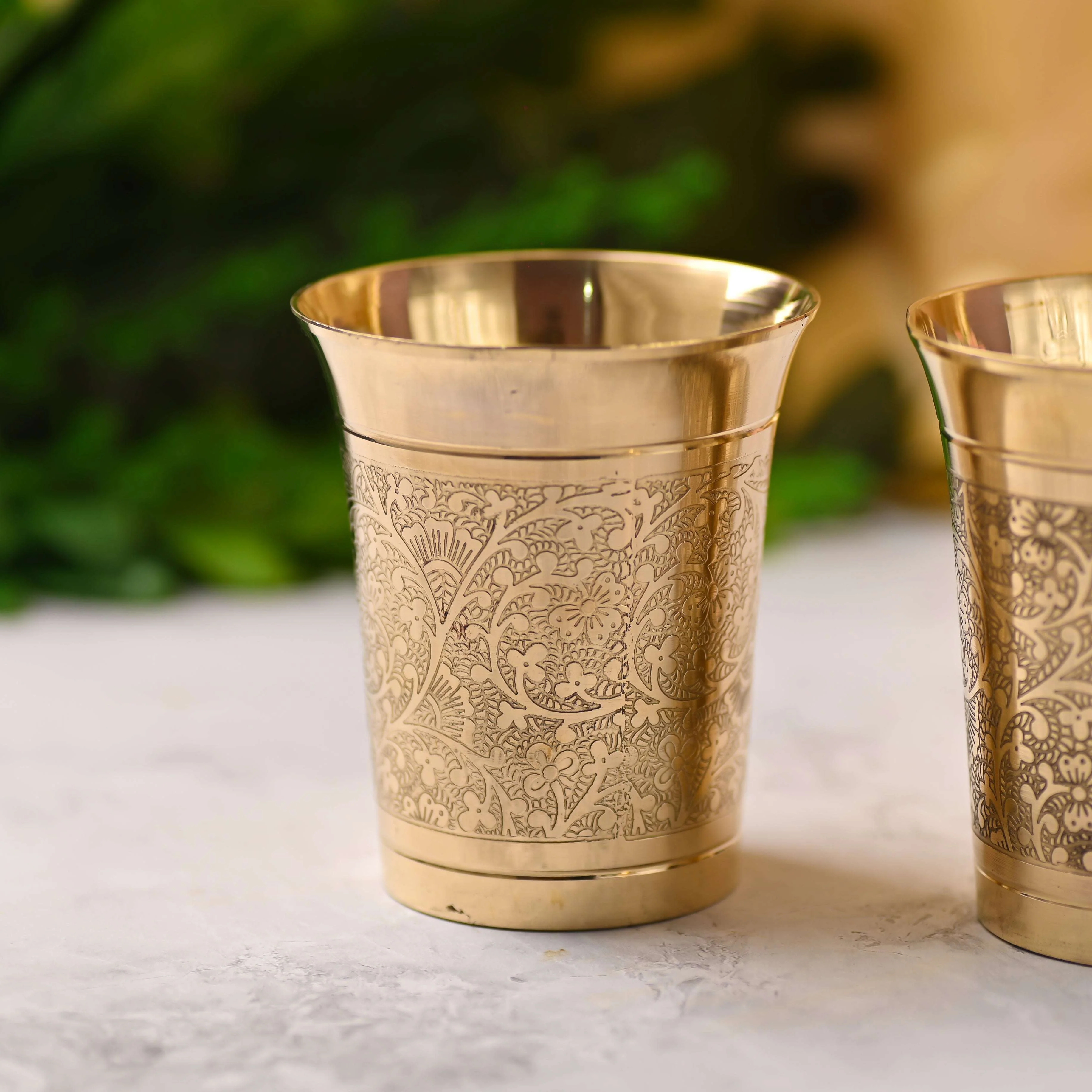 Brass Handcrafted Glass Pair (3.7 Inch) - Image 2