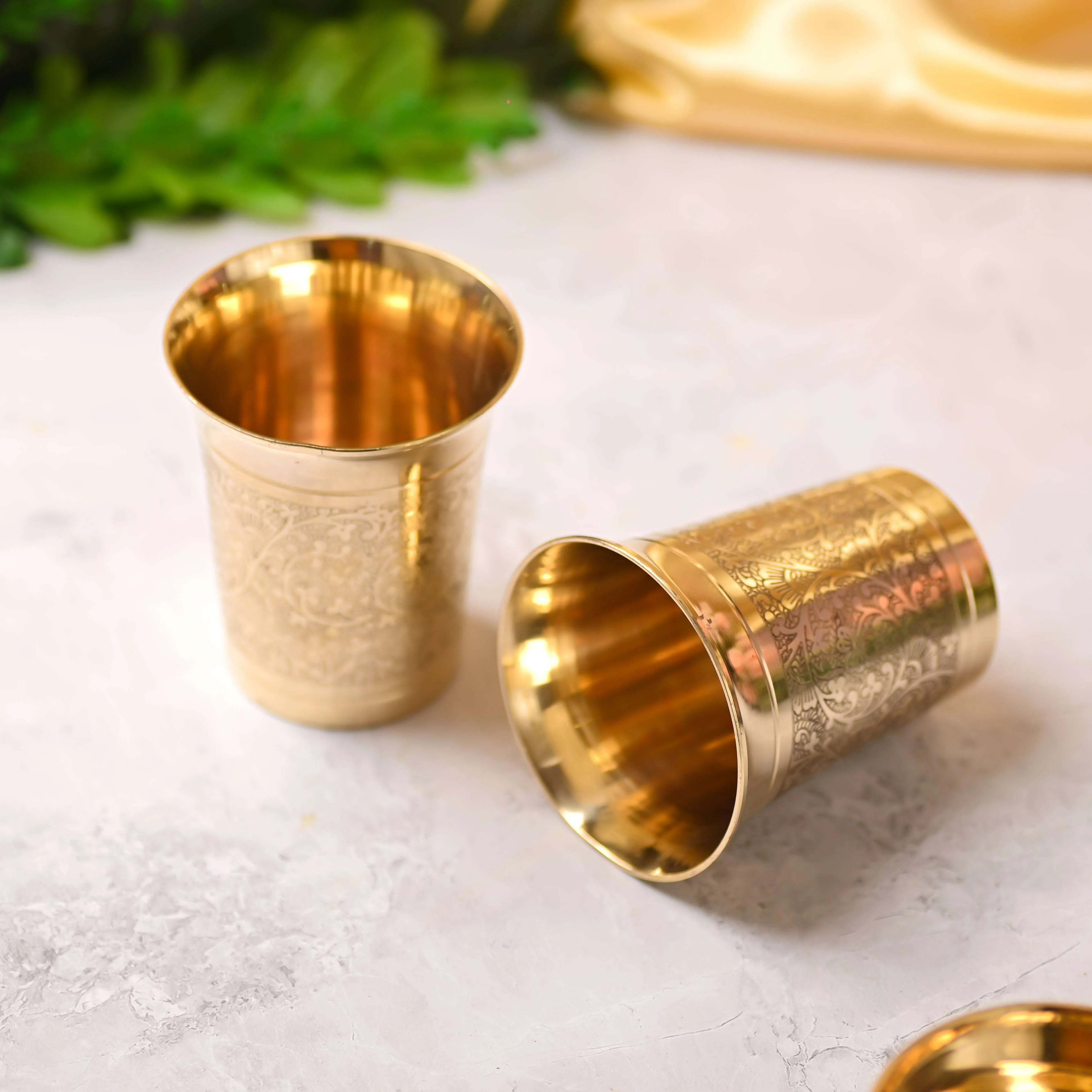 Brass Handcrafted Glass Pair (3.7 Inch) - Image 4