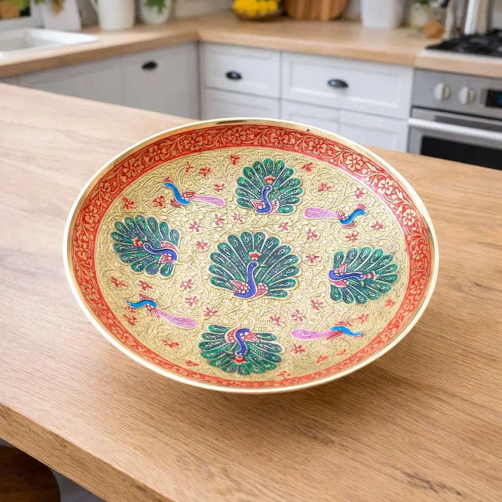 Brass Hand Painted Decorative Fruit Bowl (7.2 Inch)