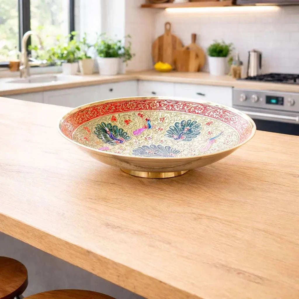 Brass Hand Painted Decorative Fruit Bowl (7.2 Inch) - Image 2