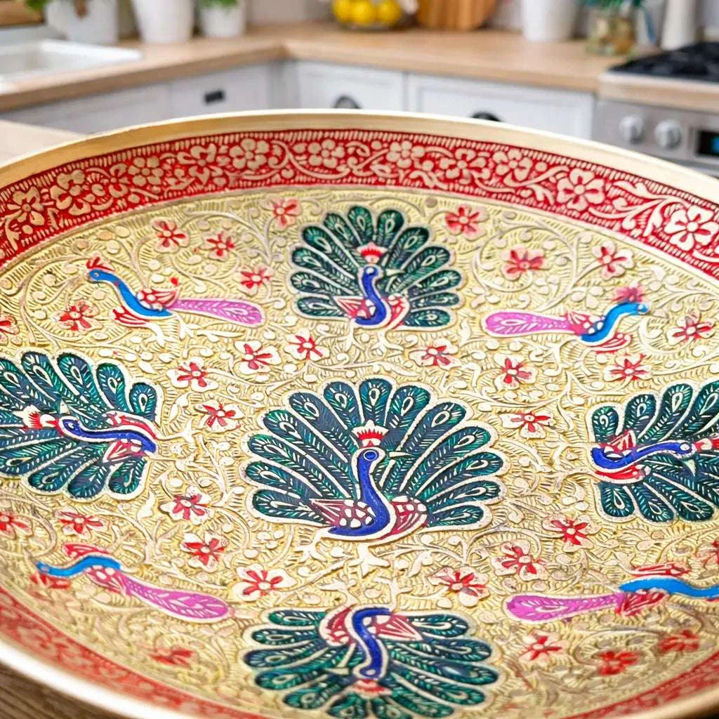 Brass Hand Painted Decorative Fruit Bowl (7.2 Inch) - Image 4