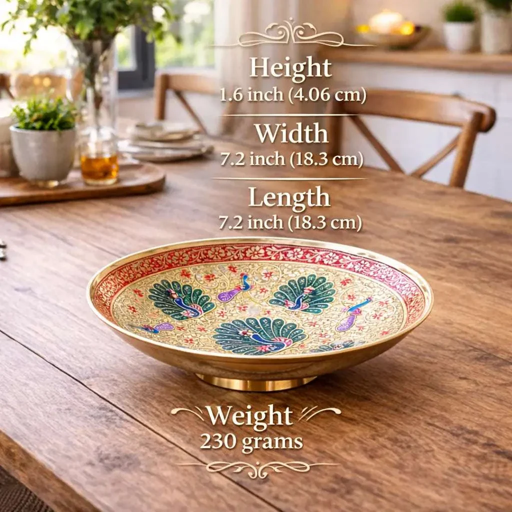 Brass Hand Painted Decorative Fruit Bowl (7.2 Inch) - Image 7