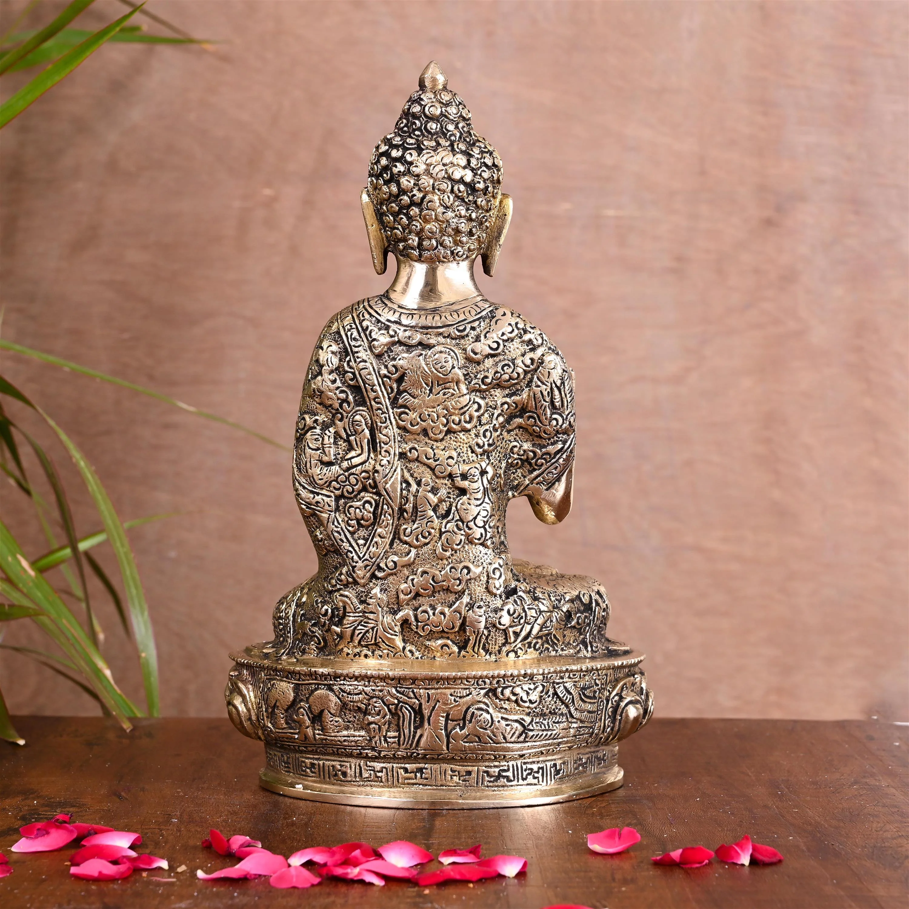 Brass Handcarved Blessing Buddha (10.5 Inch) - Image 4