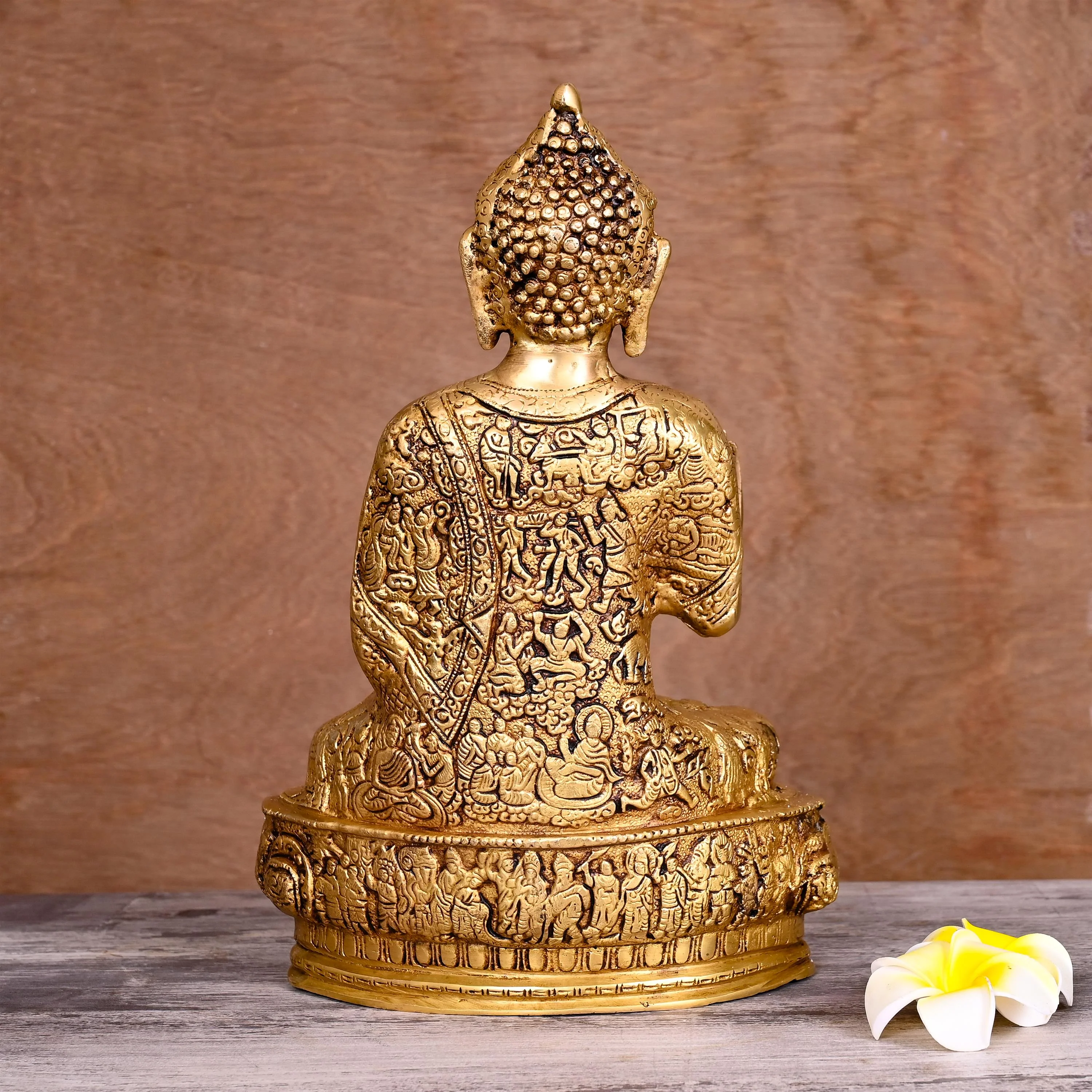 Brass Handcarved Blessing Buddha (12.5 Inch) - Image 3
