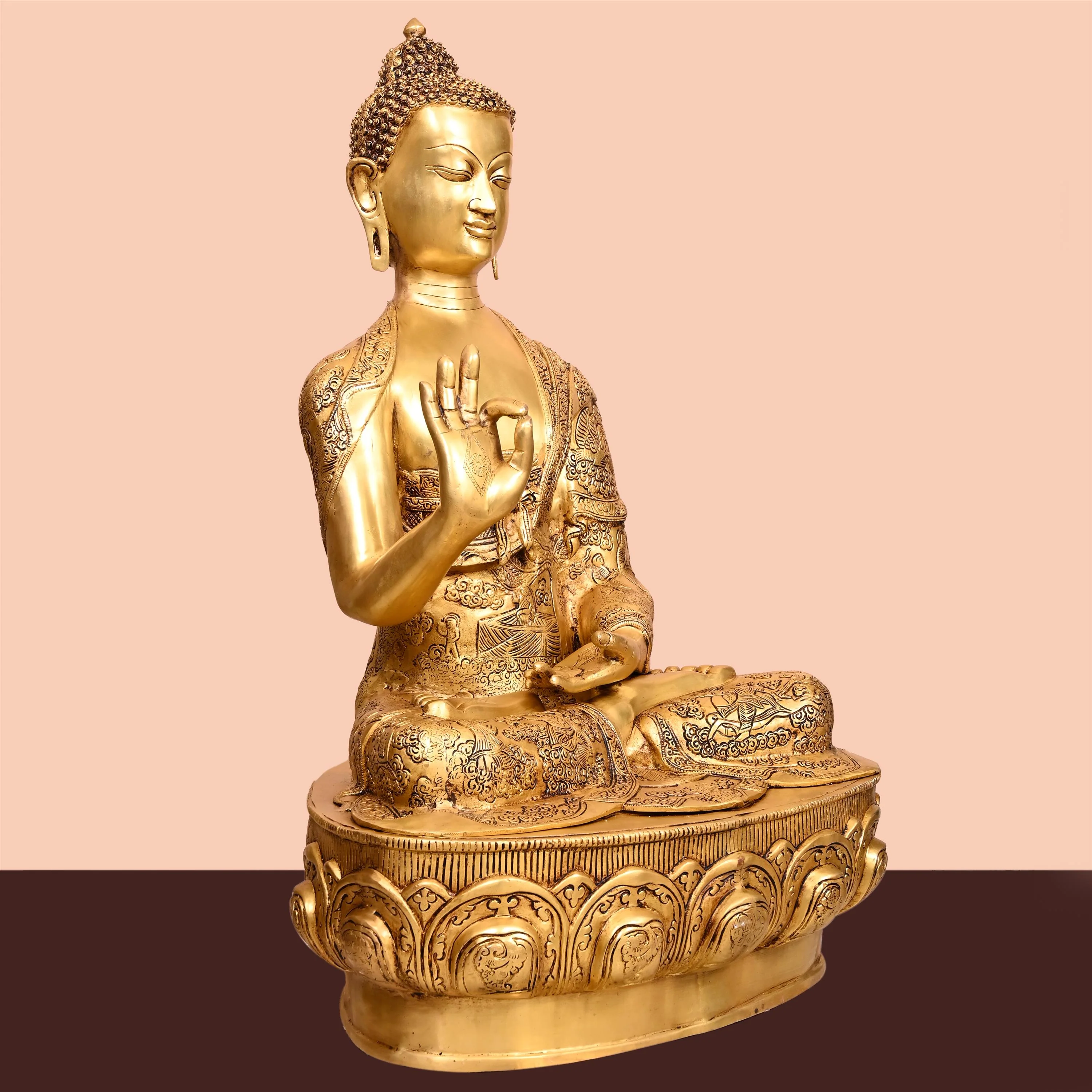Brass Handcarved Blessing Buddha (33 Inch) - Image 2
