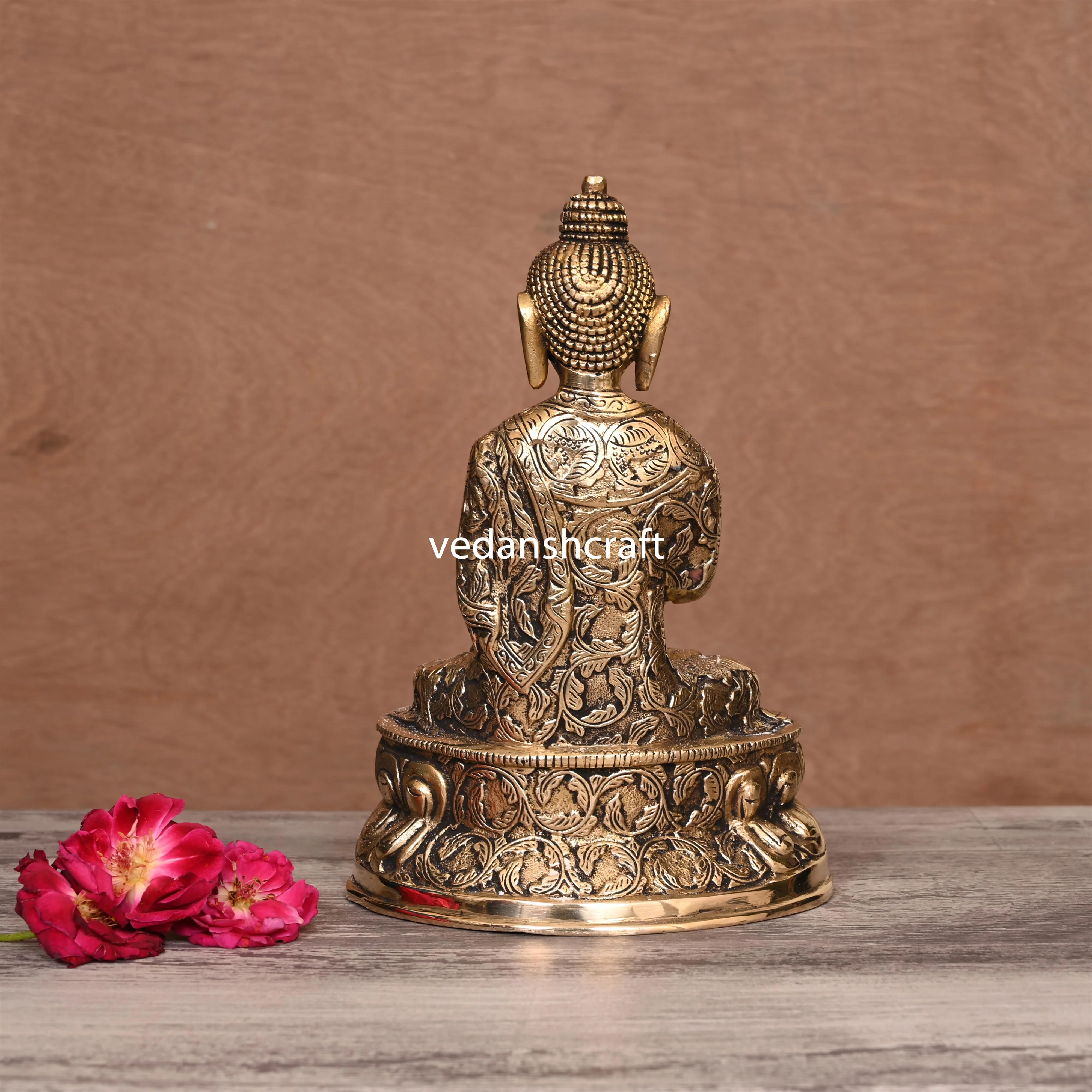 Brass Hand carved Blessing Buddha (8.5 Inch) - Image 4