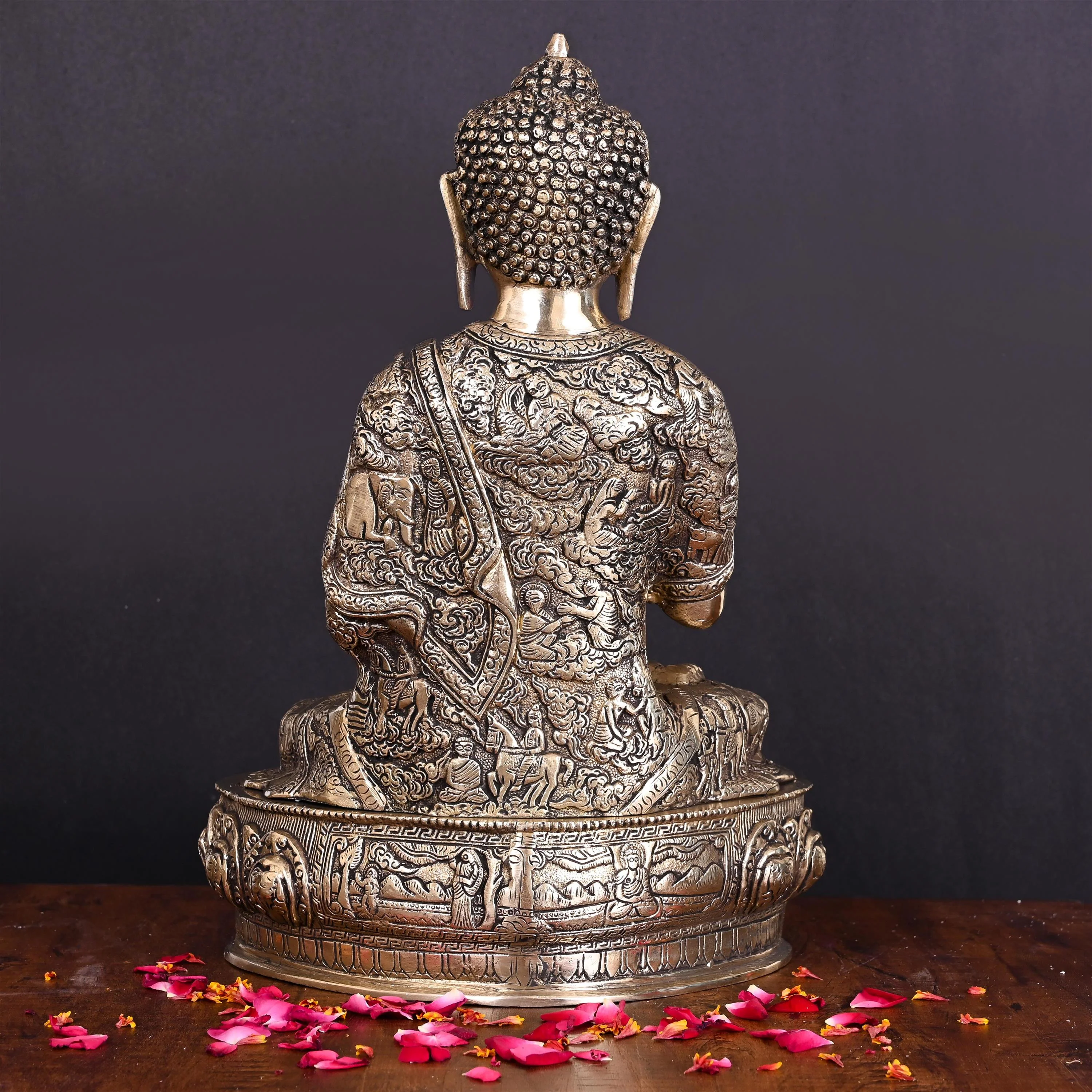 Brass Handcarved Blessing Buddha Home Decor (14.5 Inch) - Image 3