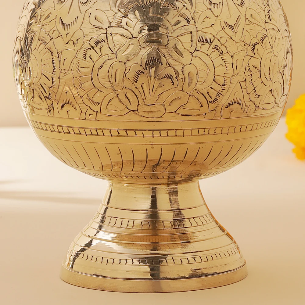 Brass Hand carved Flower Vase - Image 4