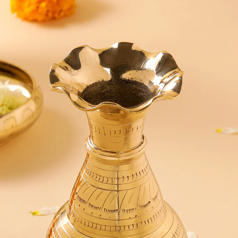 Brass Hand carved Flower Vase (10.2 Inch) - Image 3