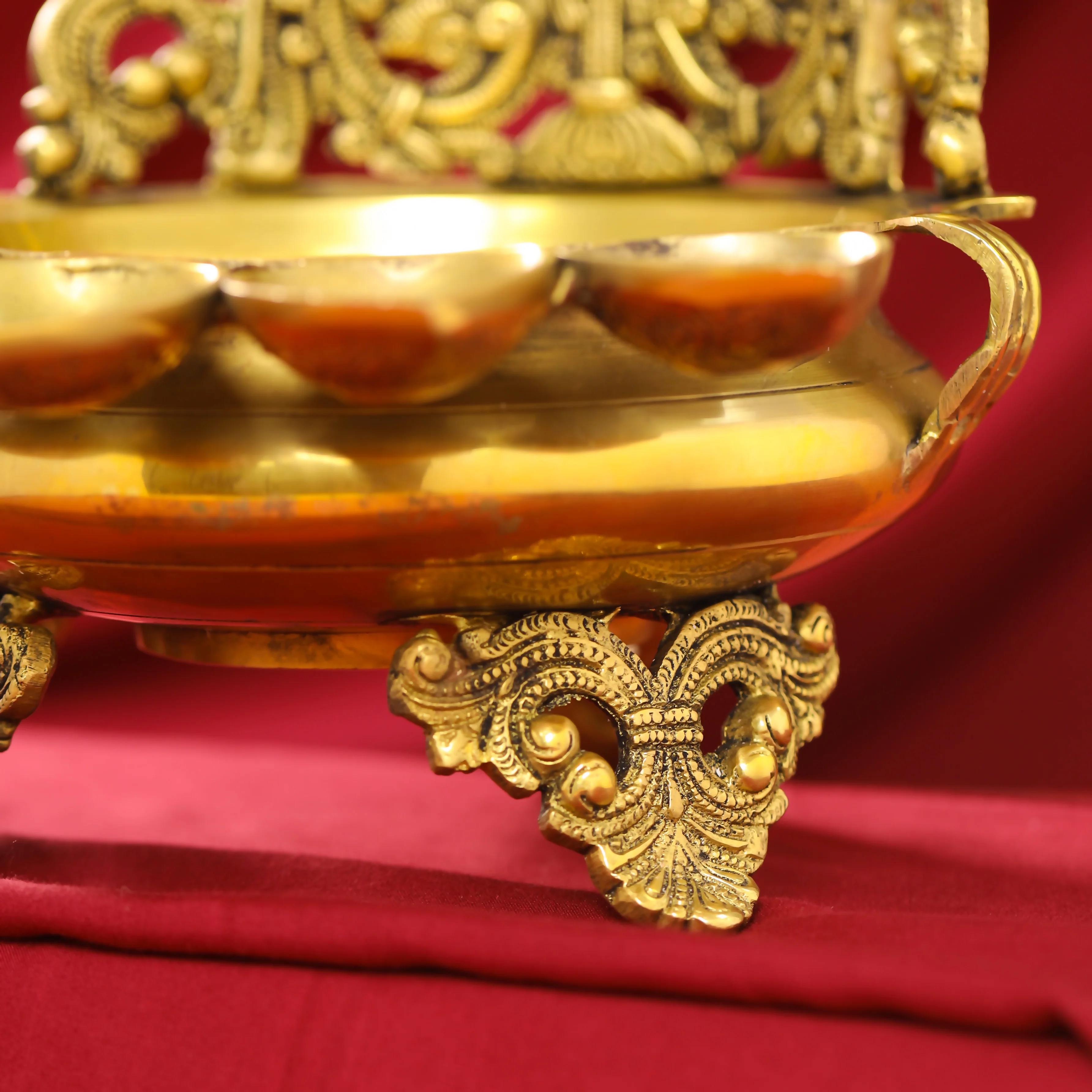 Brass Handcarved Urli Bowl (12 Inch) - Image 6