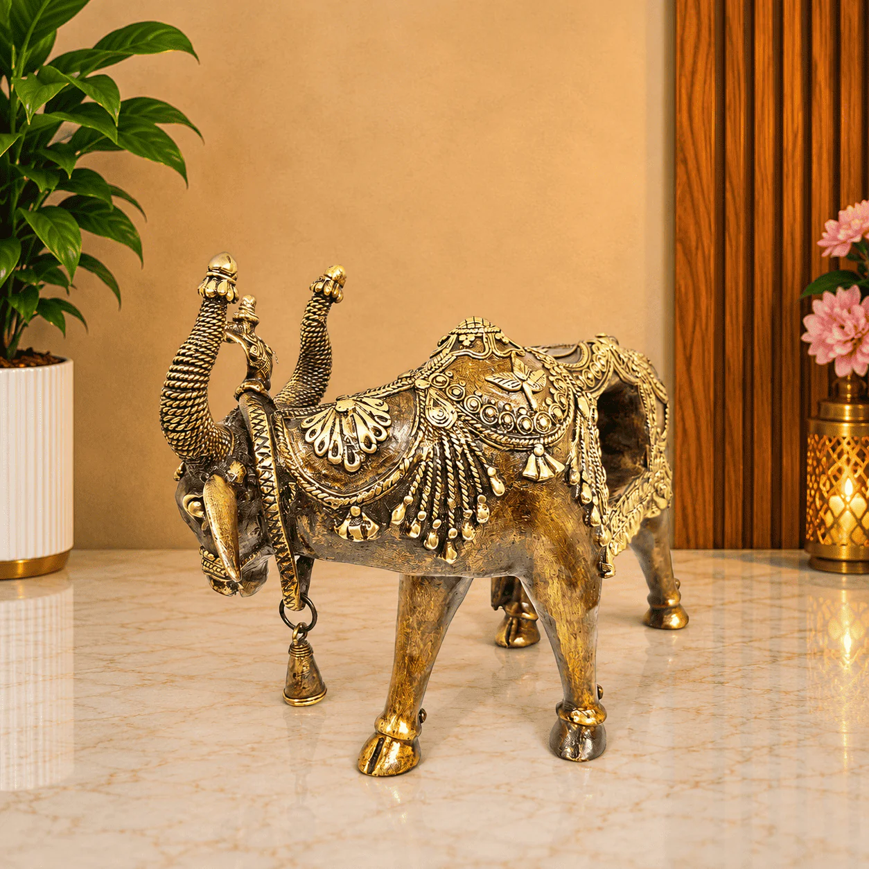 Brass Handcrafted Dhokra Nandi Idol With Inside Shivling (9.7 Inch) - Image 6