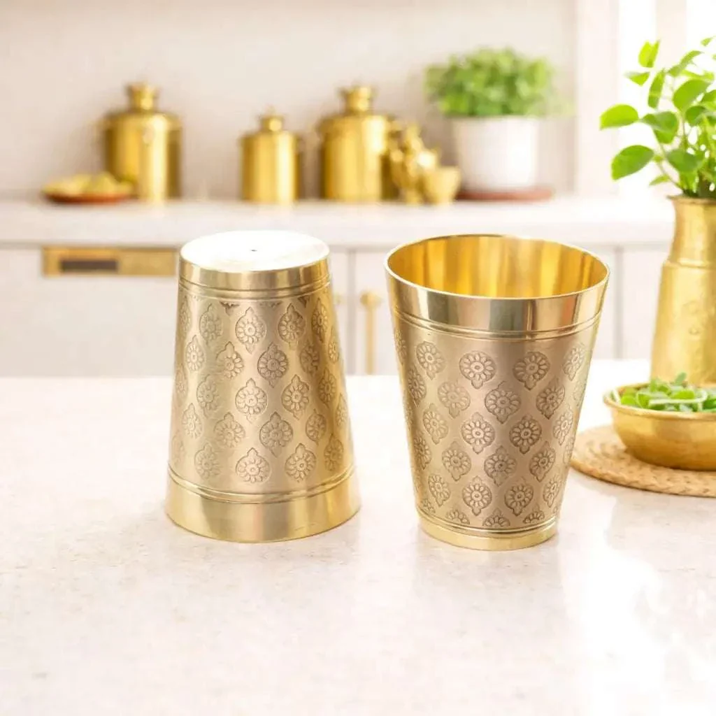Brass Handcrafted Glass Pair (4 Inch) - Image 3