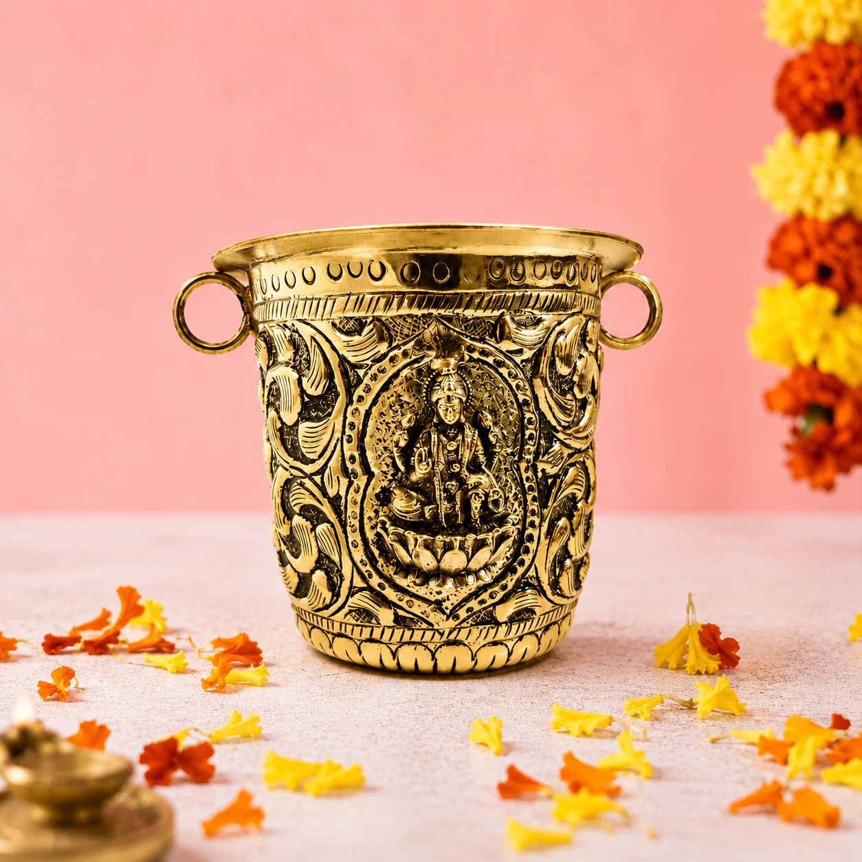 Brass Handcrafted Lakshmi Balaji Gangalam Glass (2.8 Inch) - Image 2