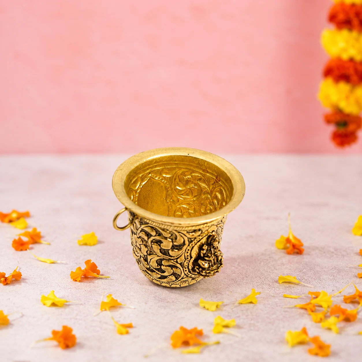 Brass Handcrafted Lakshmi Balaji Gangalam Glass (2.8 Inch) - Image 6