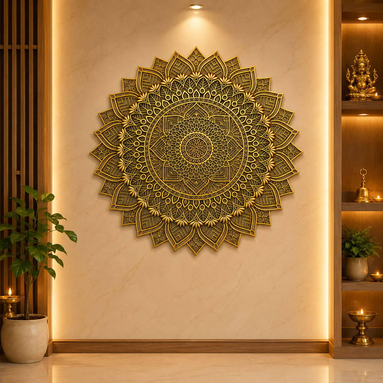 Brass Handcrafted Mandala Wall Hanging Decor - Image 2