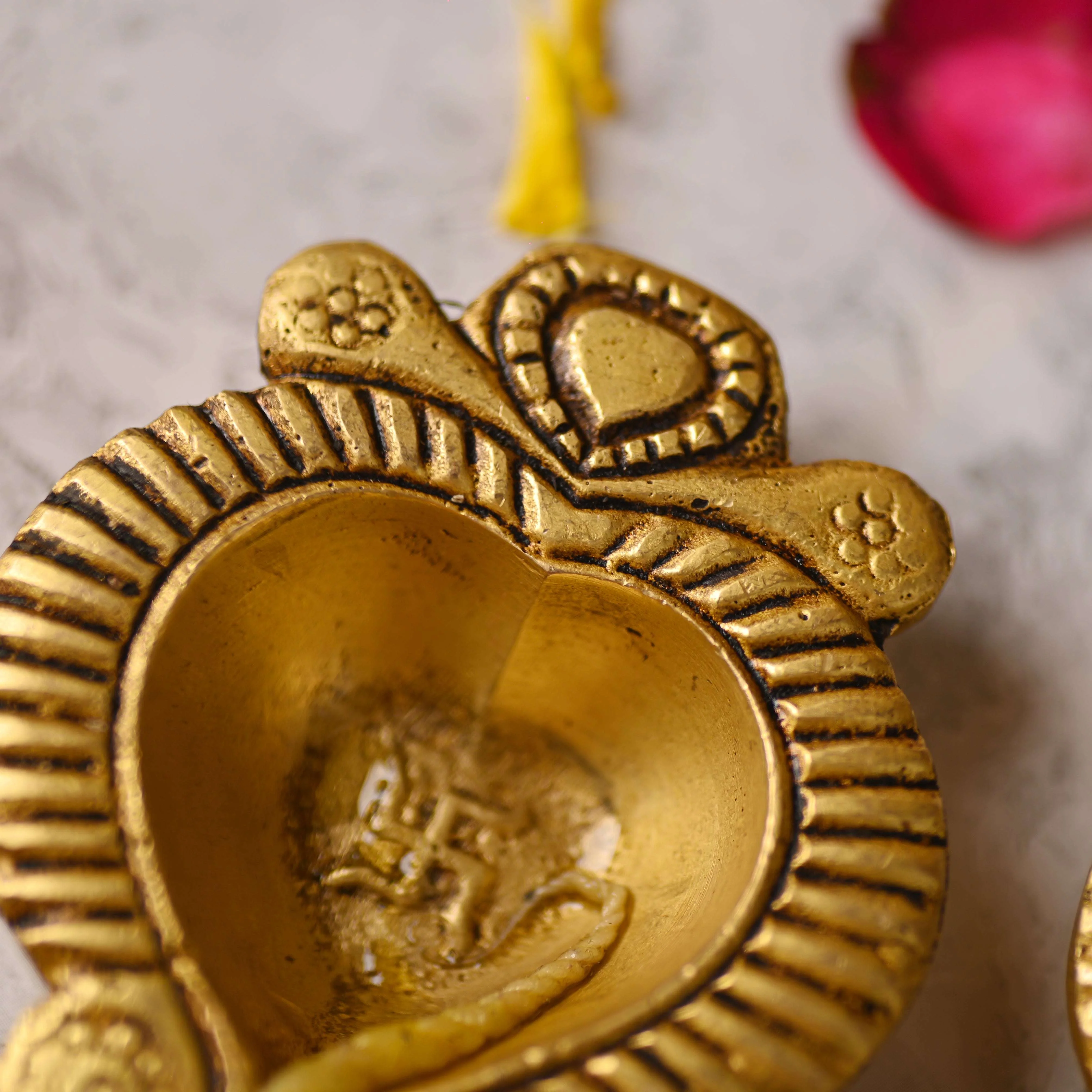 Brass Handcrafted Oil Diya Pair (0.7 Inch) - Image 4