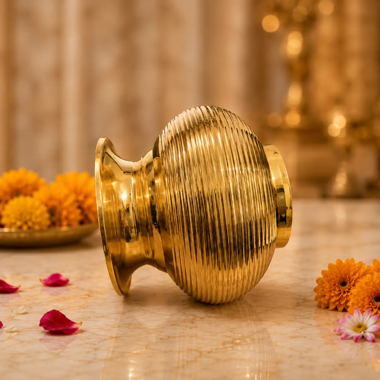 Brass Handcrafted Pooja Kalash (4.5 Inch) - Image 2