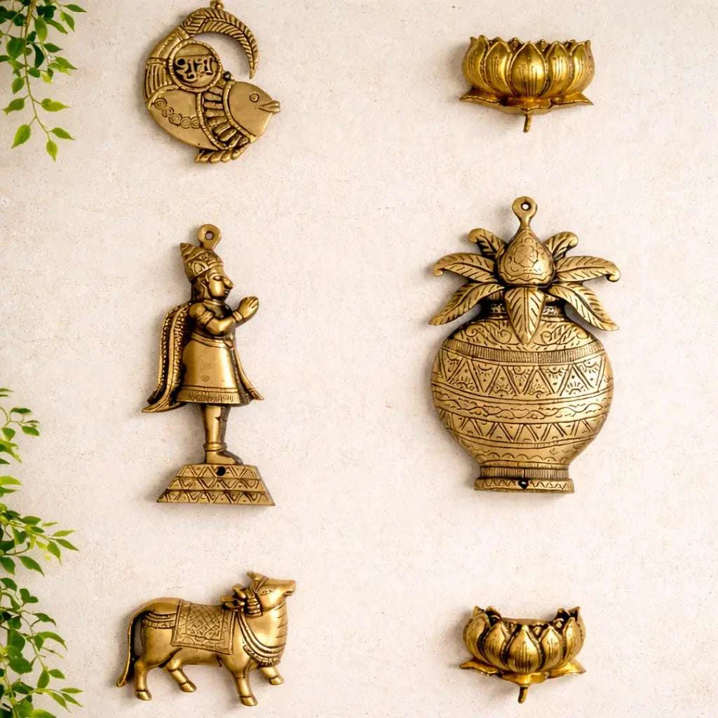 Brass Handcrafted Wall Decor Hanging Set (8.5 Inch) - Image 2