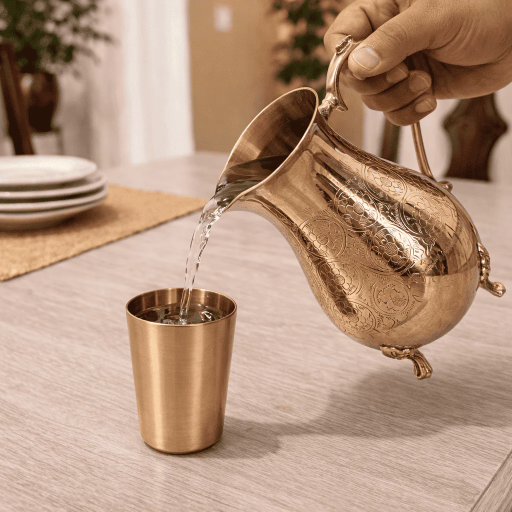 Brass Handcrafted Water Jug With Legs (8.5 Inch) - Image 3