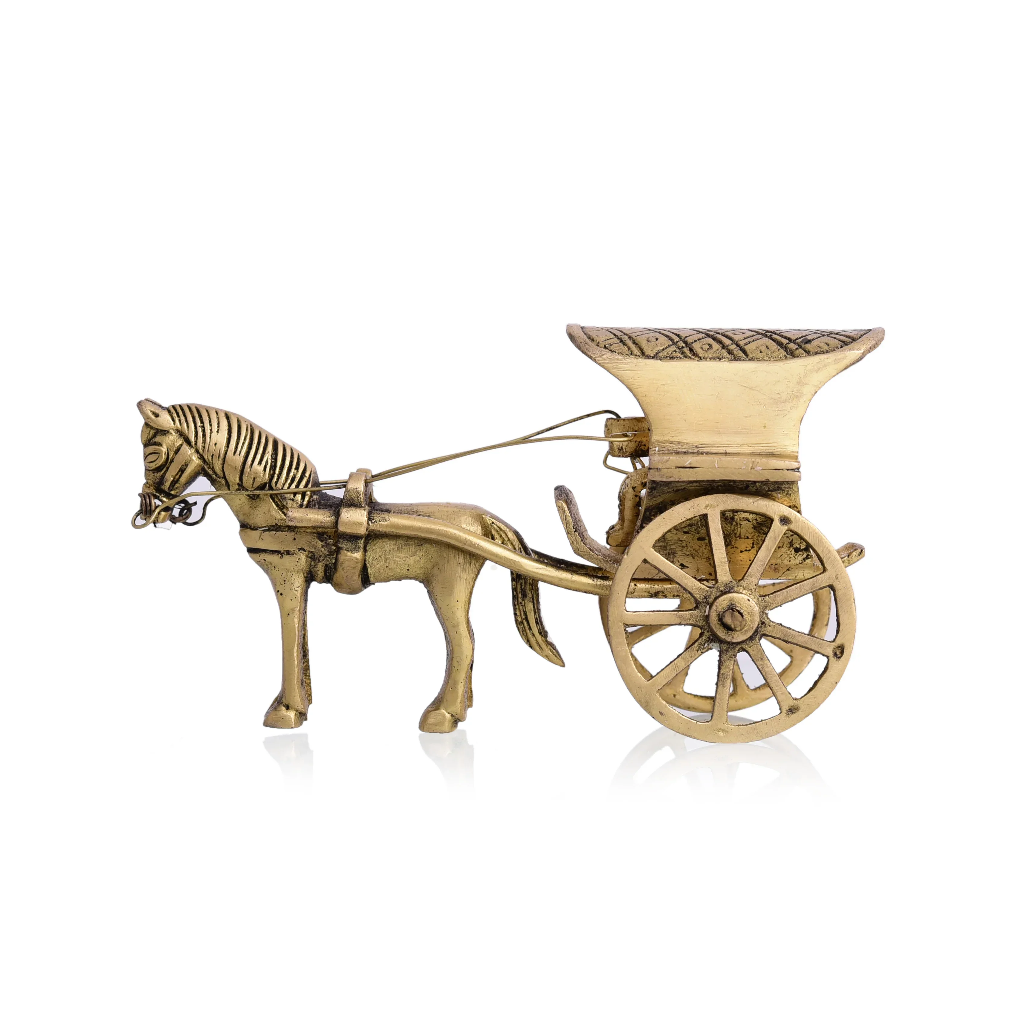 Brass Handmade Horse Chariot/Cart Showpiece (2.6 Inch) - Image 4