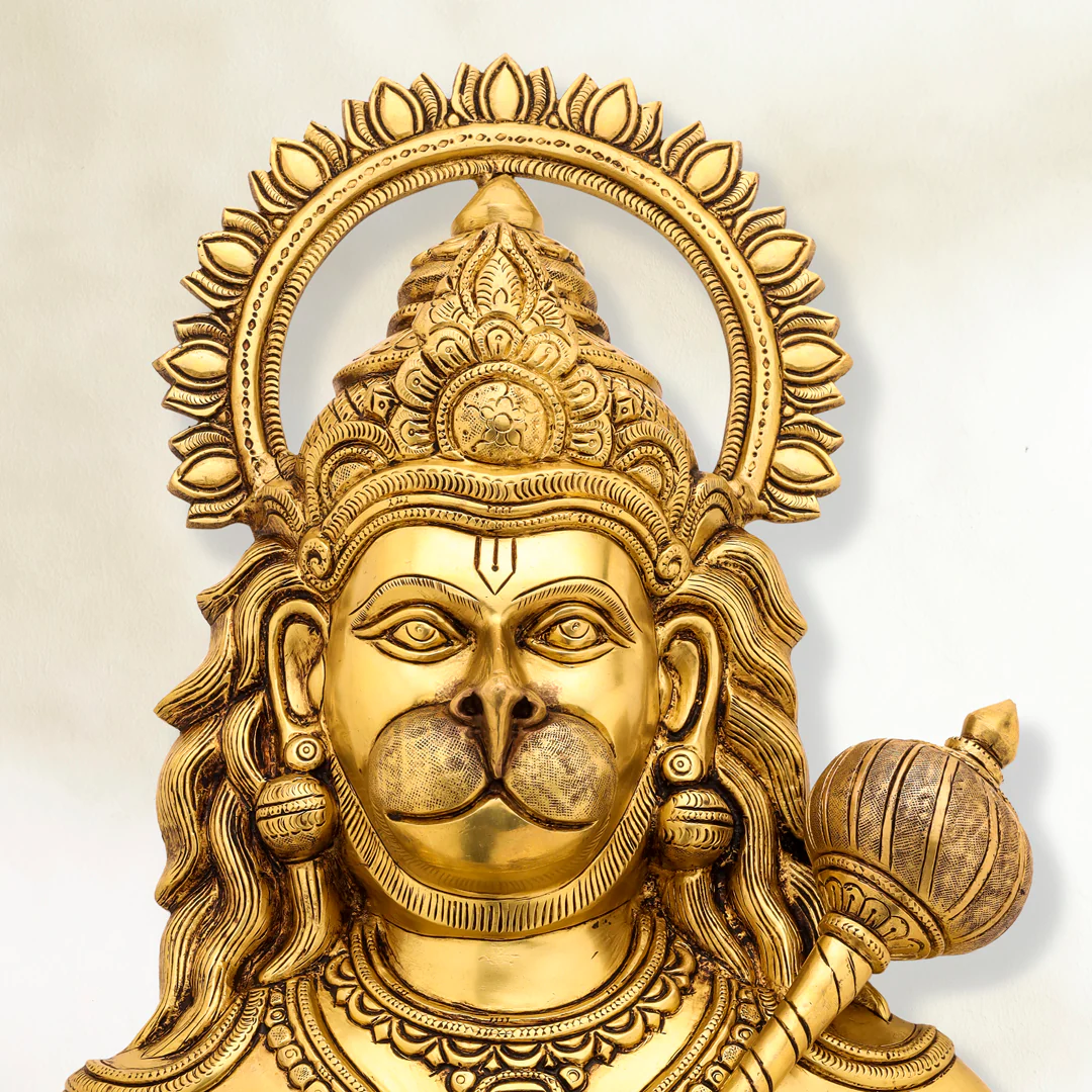 Brass Hanuman Wall Hanging (14 Inch) - Image 2