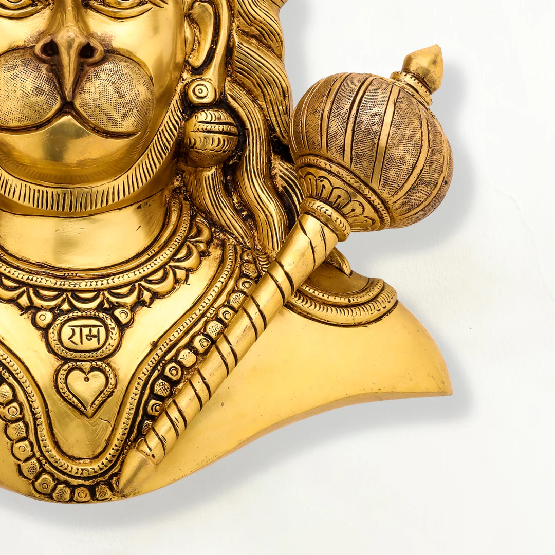 Brass Hanuman Wall Hanging (14 Inch) - Image 3