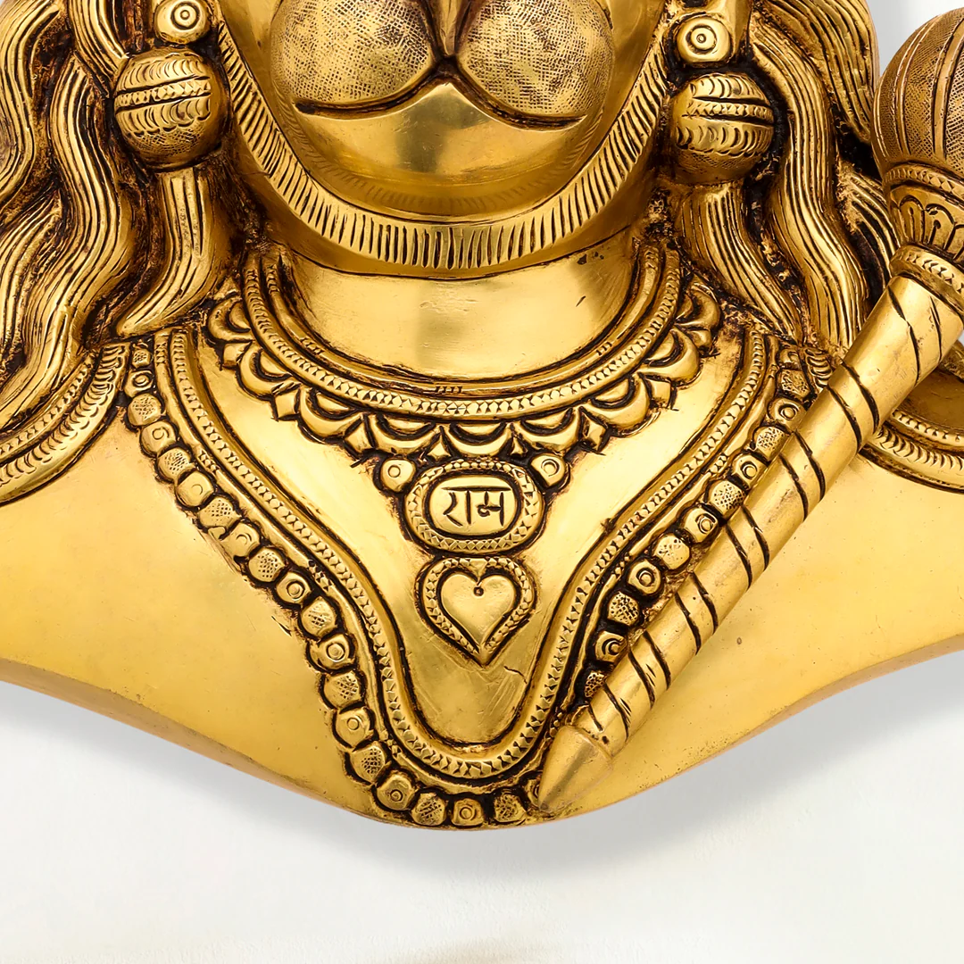 Brass Hanuman Wall Hanging (14 Inch) - Image 4