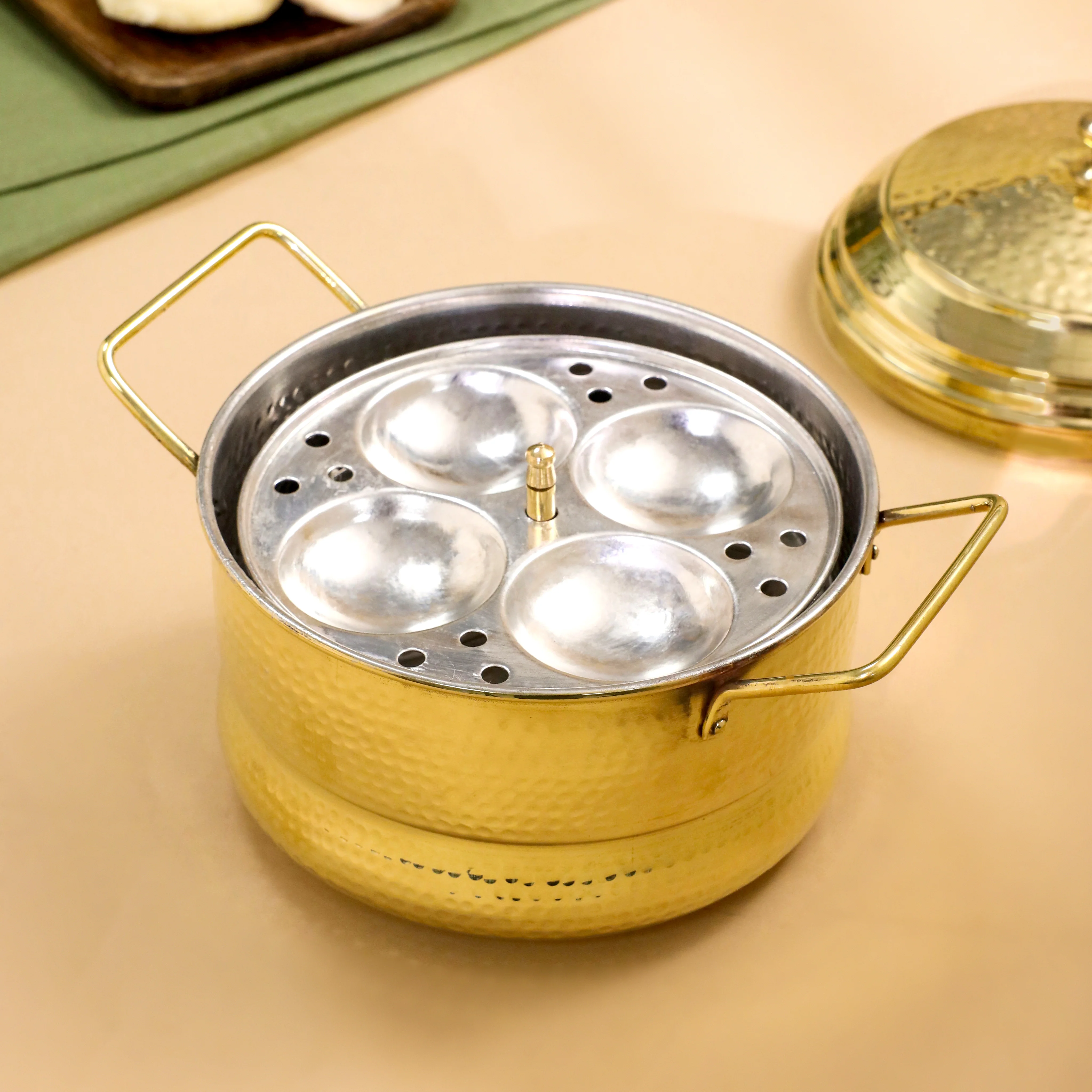 Brass Idli Cooker/Maker 16 Pits (4 Plates) (8 Inch) - Image 2