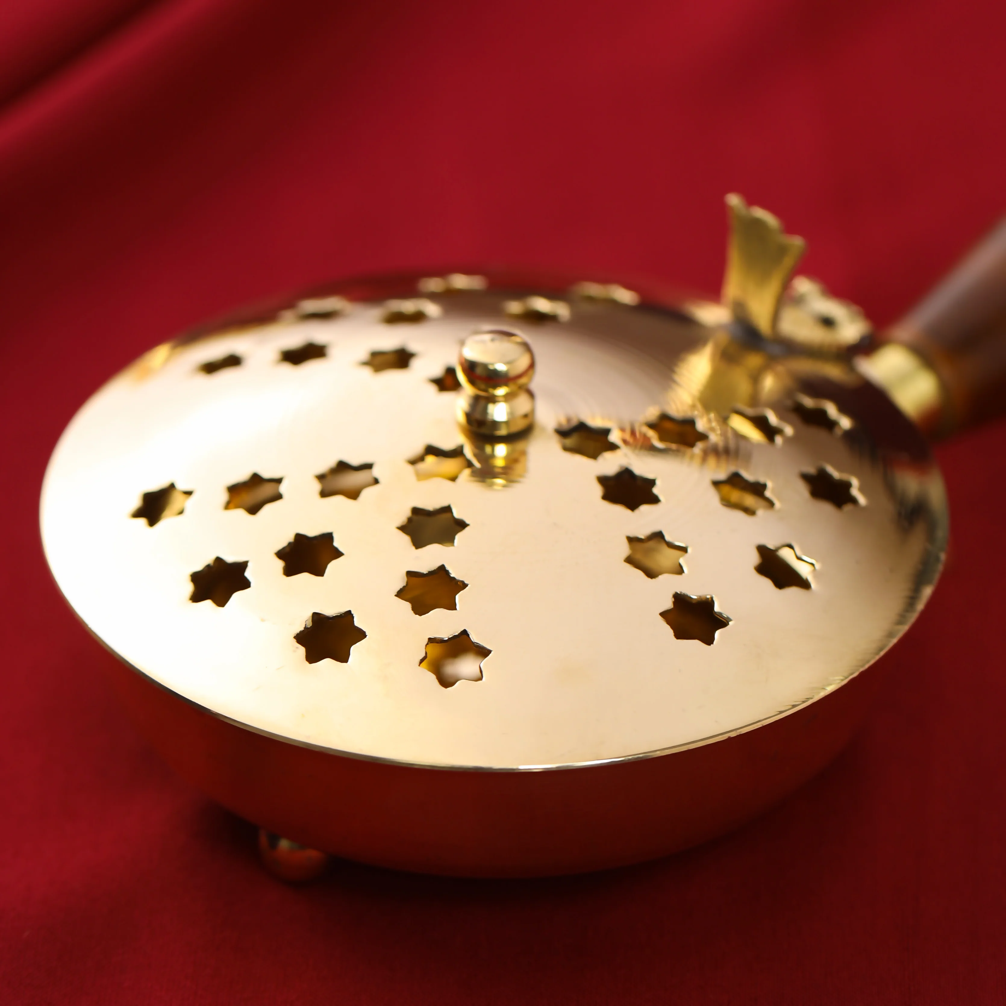 Brass Incense Butler With Wooden Handle (2.5 Inch) - Image 3
