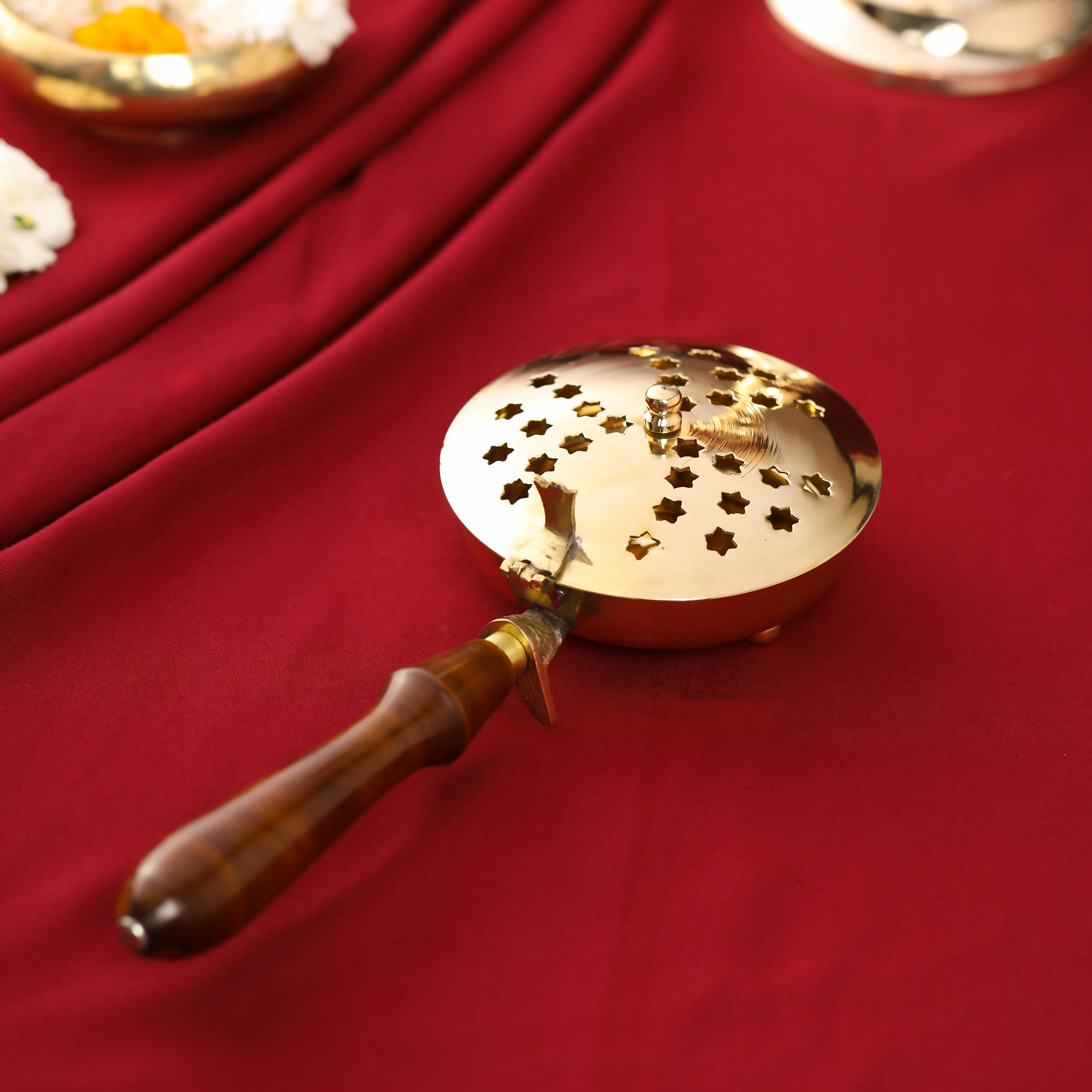Brass Incense Butler With Wooden Handle (2.5 Inch) - Image 5