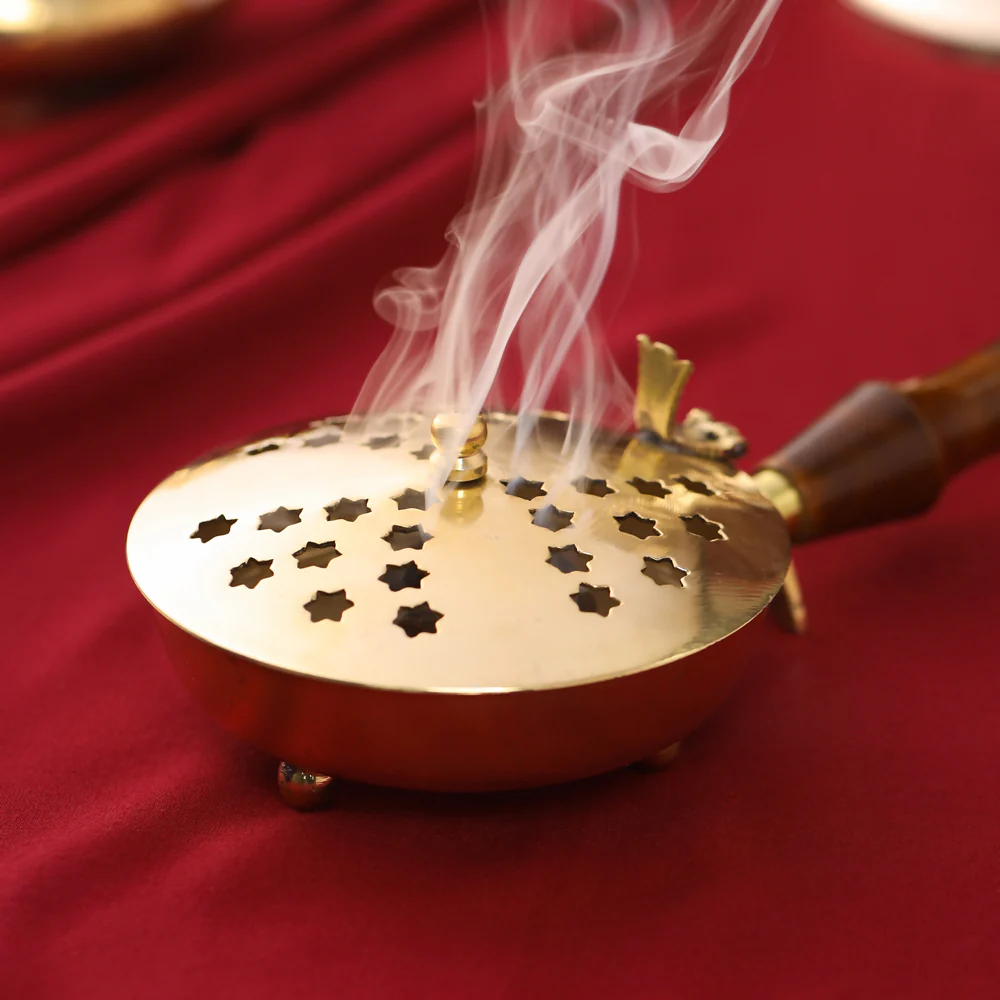 Brass Incense Butler With Wooden Handle (2.5 Inch) - Image 7