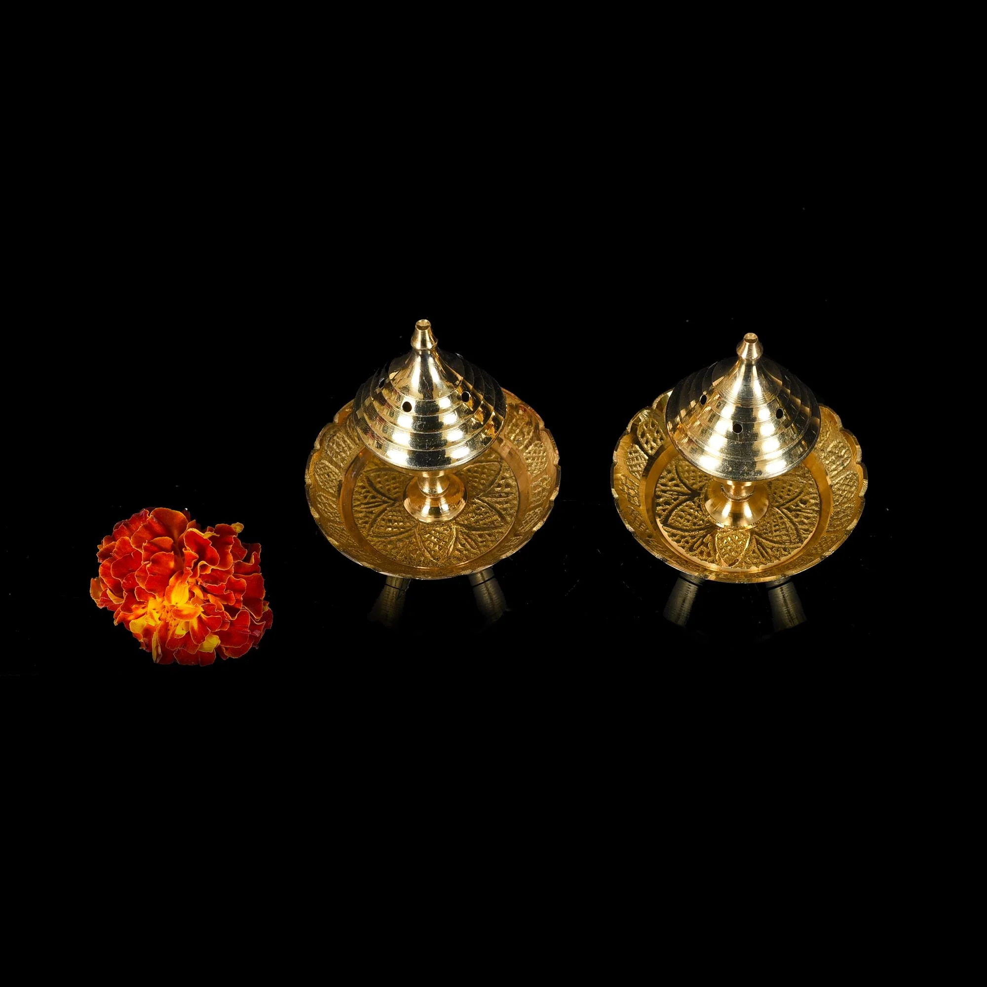 Brass Incense Holder/Agardan Pair (2.5 Inch) - Image 2